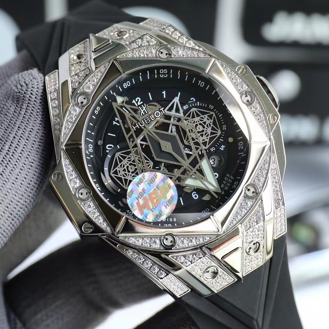Super clone 1:1 Hublot big bang sang bleu ii tattoo watch hbf  factory