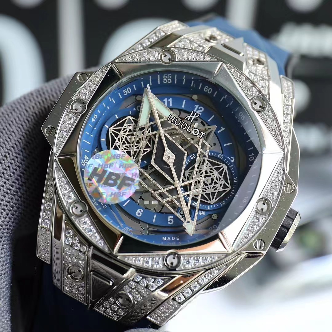 Super clone 1:1 Hublot big bang sang bleu ii tattoo watch hbf  factory