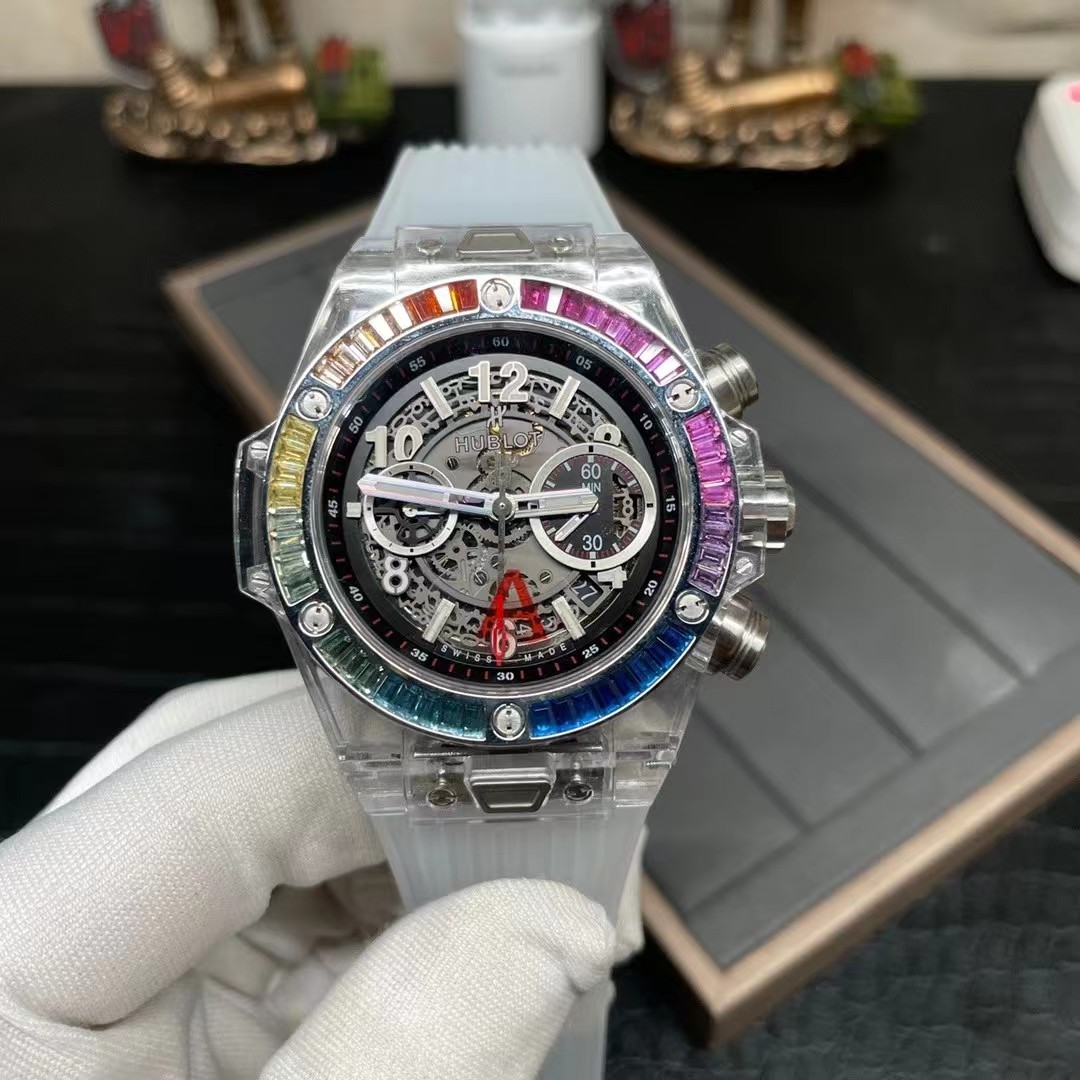 Super clone 1:1 Hublot Big Bang series rainbow T square ring diamond