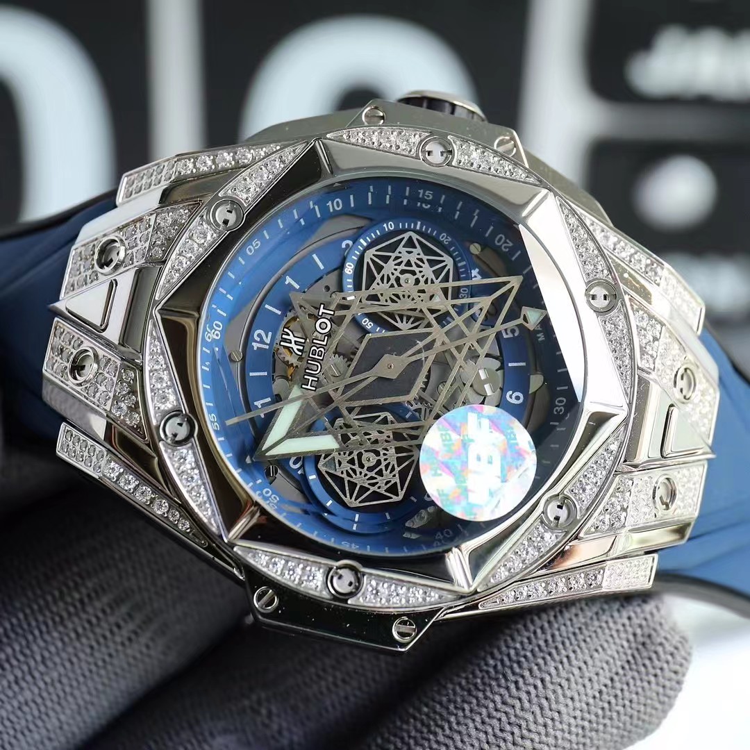 Super clone 1:1 Hublot big bang sang bleu ii tattoo watch hbf  factory