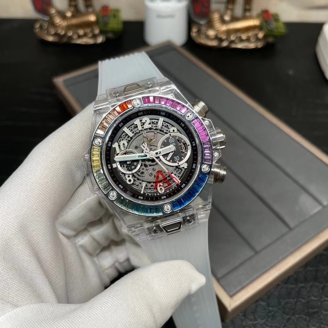 Super clone 1:1 Hublot Big Bang series rainbow T square ring diamond