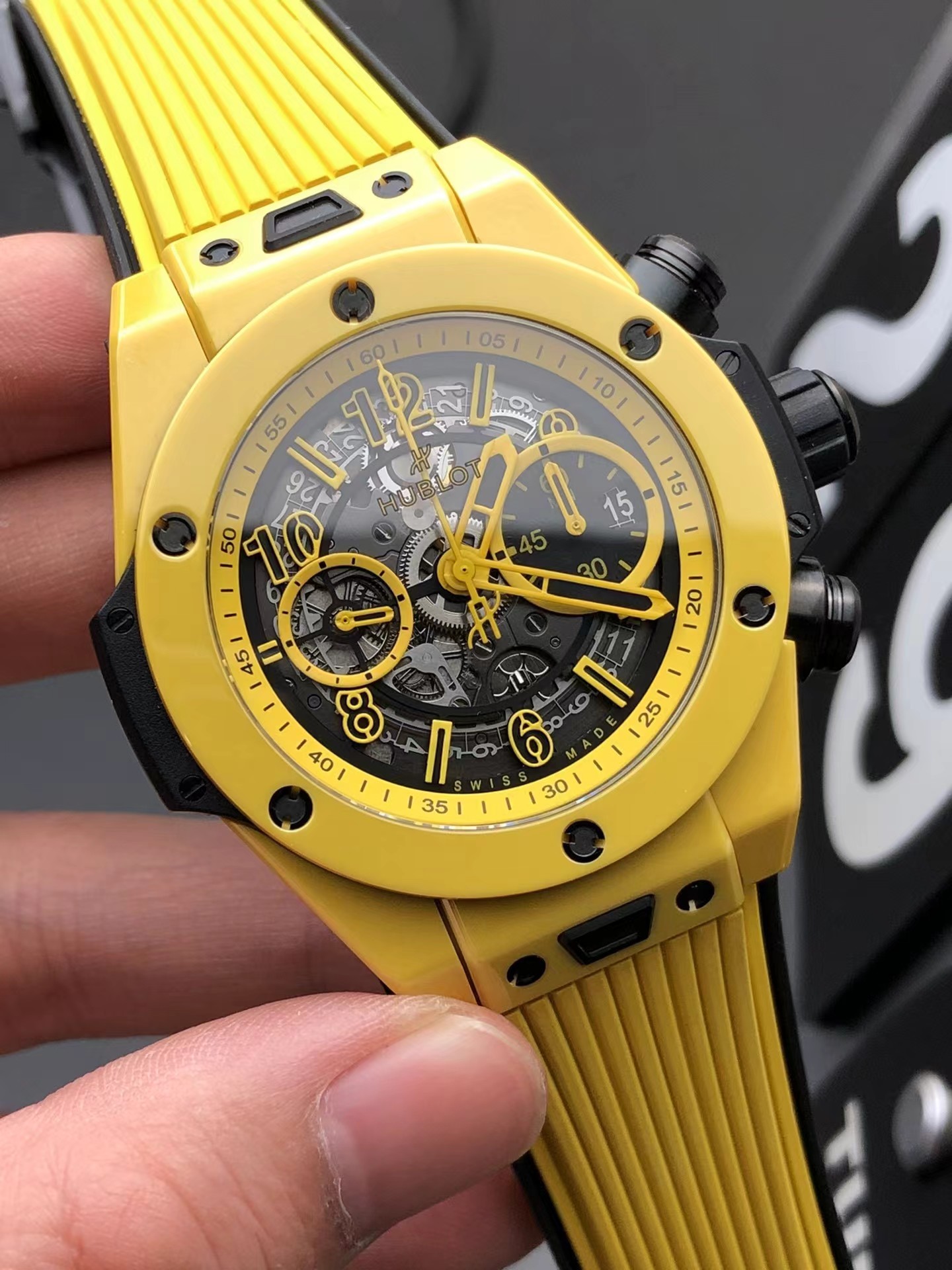 Super clone 1:1 Hublot BIG BANG series 441.CY.471Y.RX UNICO yellow magic ceramic watch