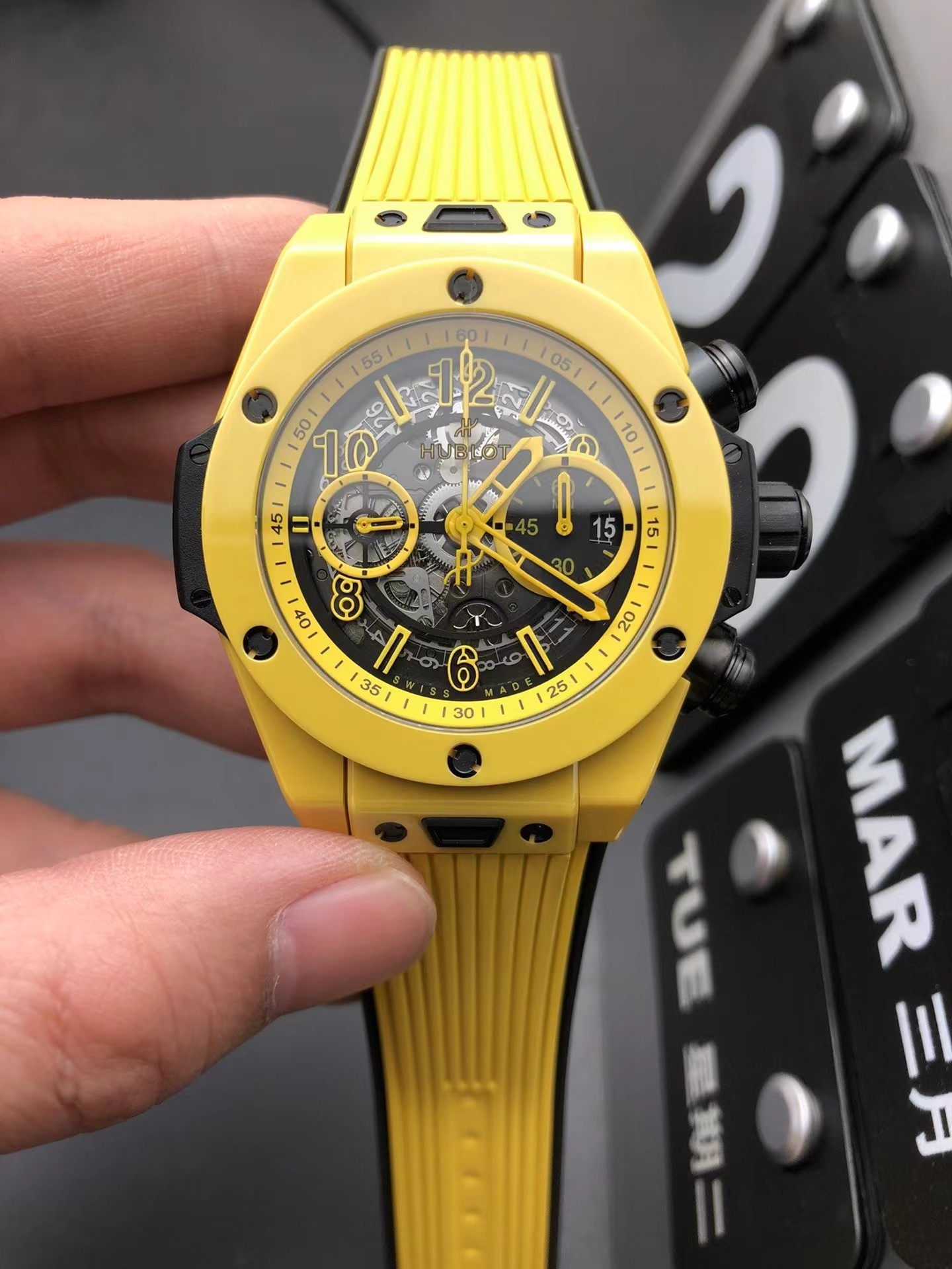 Super clone 1:1 Hublot BIG BANG series 441.CY.471Y.RX UNICO yellow magic ceramic watch