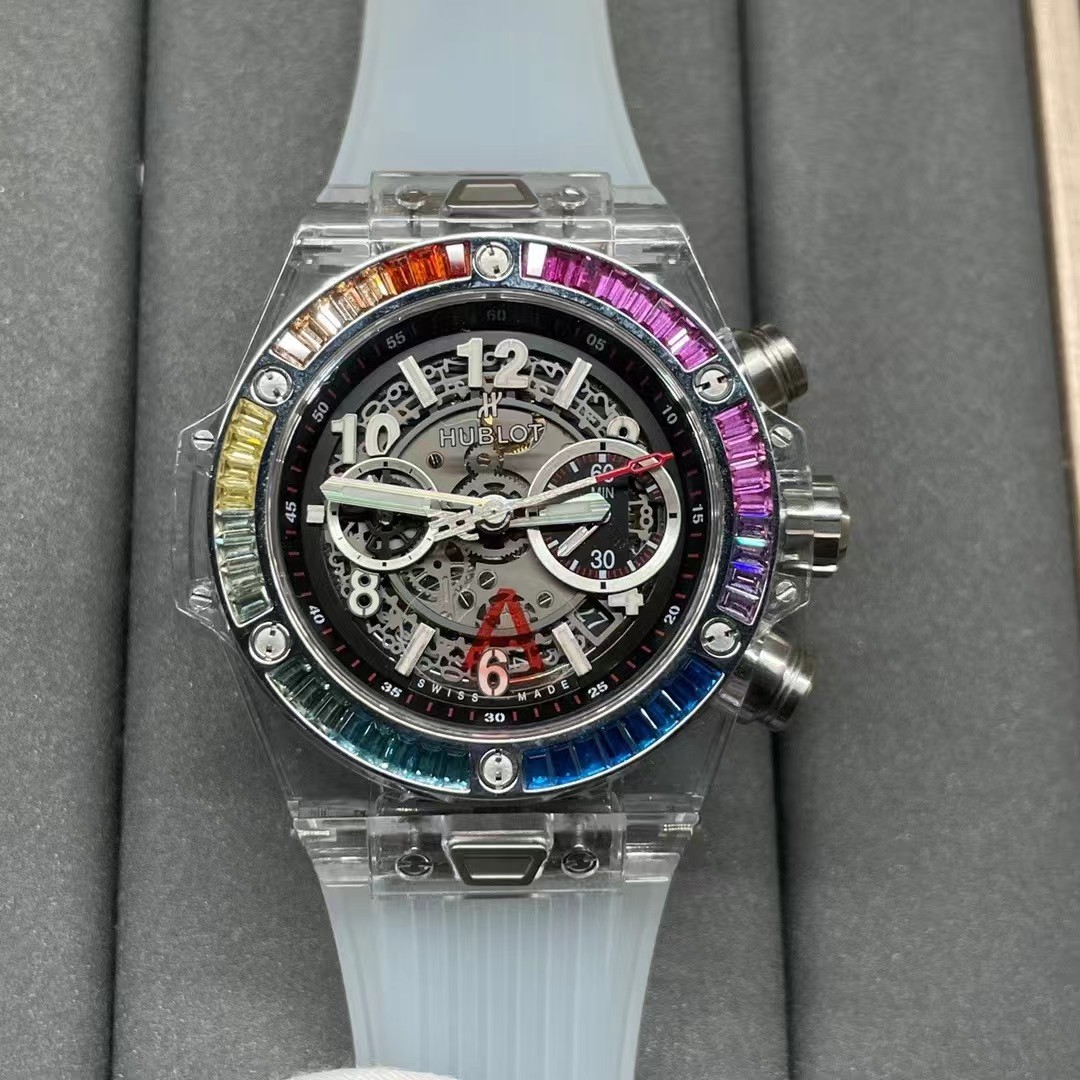 Super clone 1:1 Hublot Big Bang series rainbow T square ring diamond