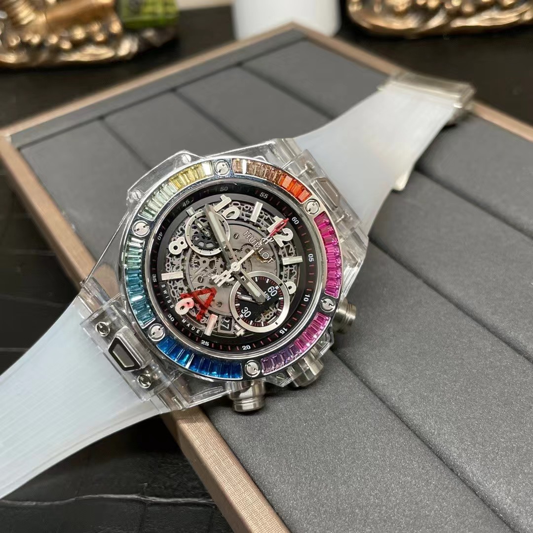 Super clone 1:1 Hublot Big Bang series rainbow T square ring diamond