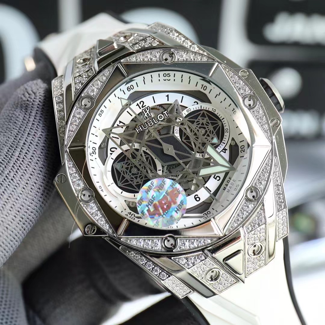 Super clone 1:1 Hublot big bang sang bleu ii tattoo watch hbf  factory