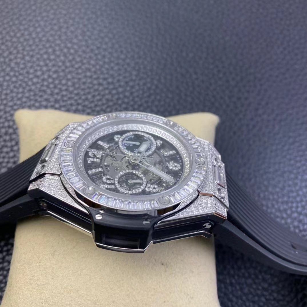 Super clone 1:1 Hublot big bang series diamond model Unico hub 1280 automatic winding chronograph movement 44mm, all functions are 100% perfectly realized