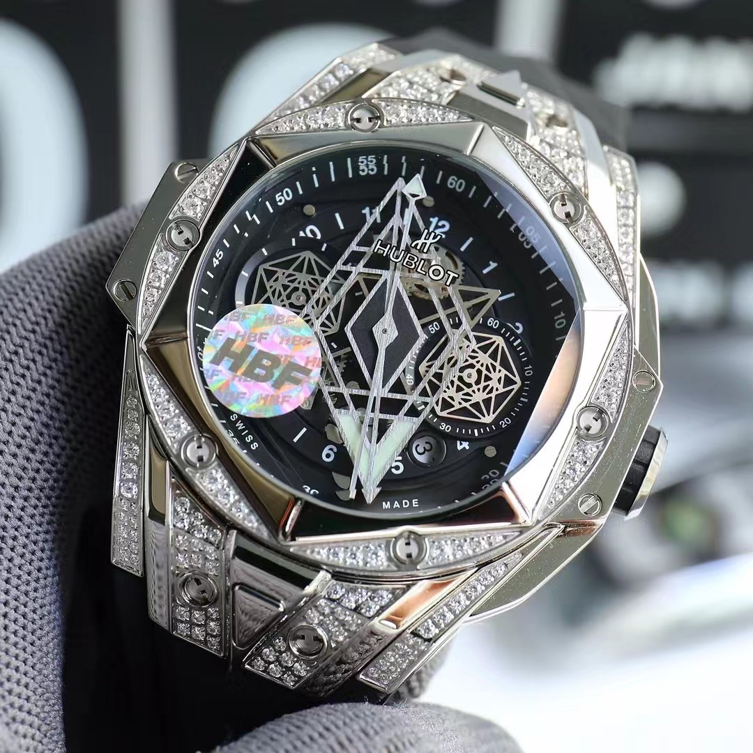 Super clone 1:1 Hublot big bang sang bleu ii tattoo watch hbf  factory