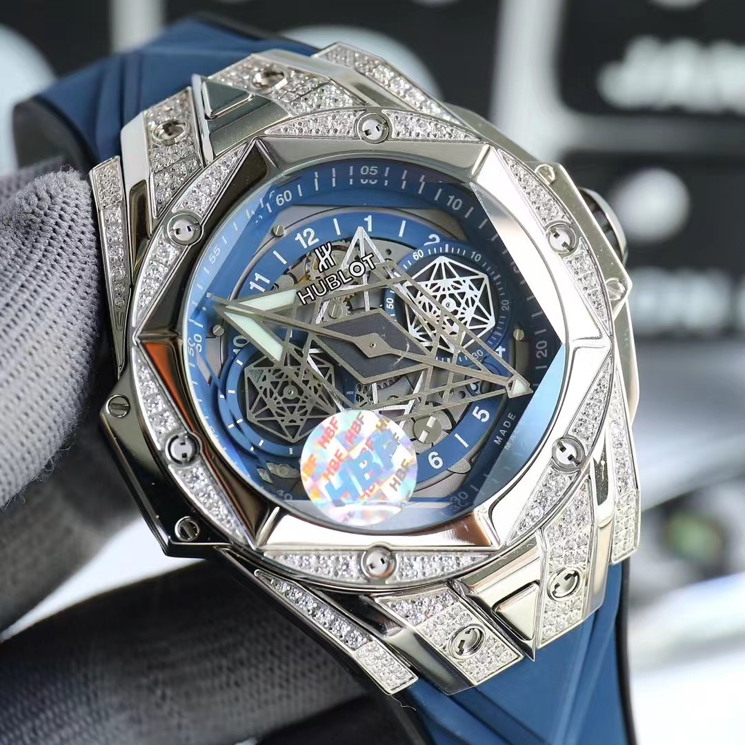 Super clone 1:1 Hublot big bang sang bleu ii tattoo watch hbf  factory