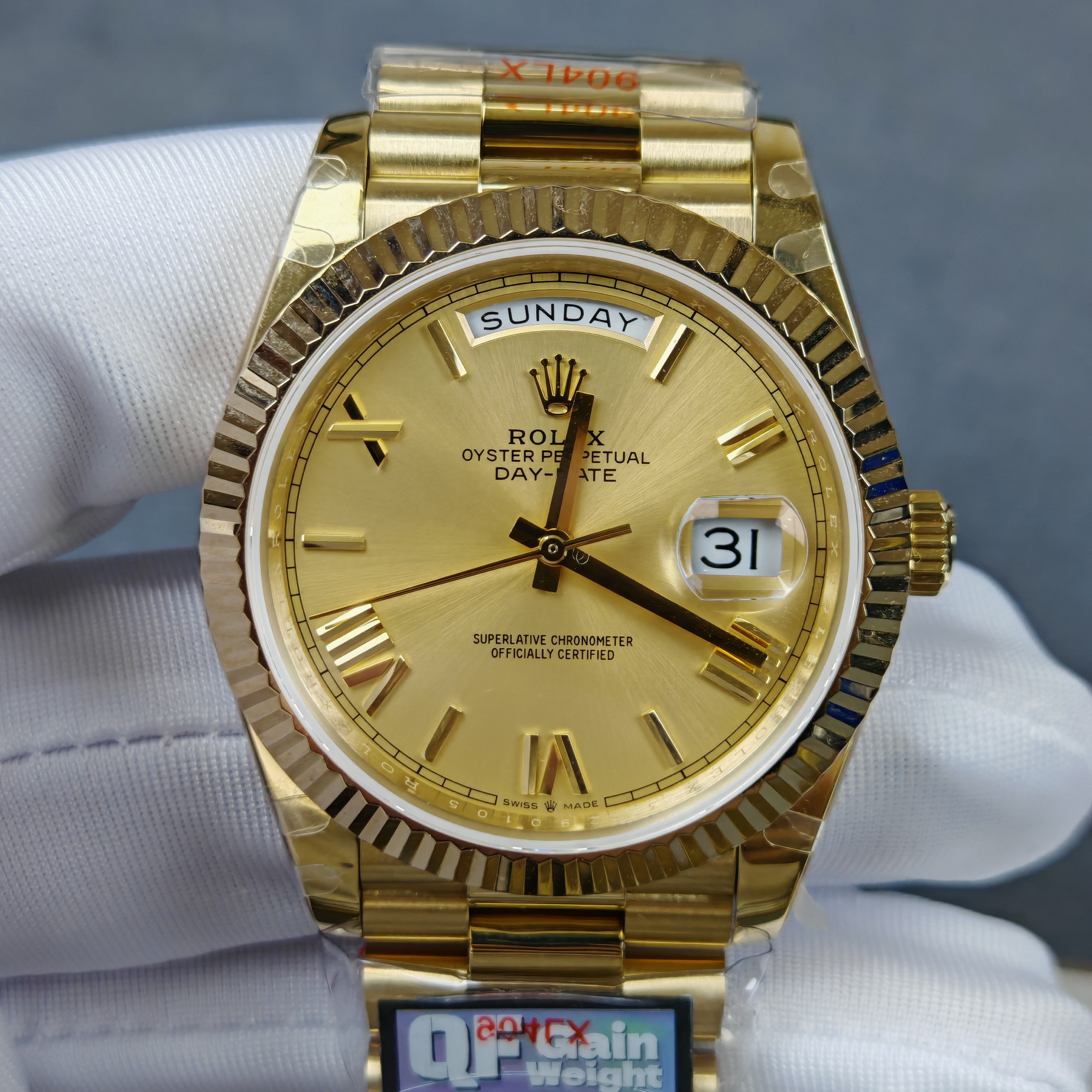 Rolex Day-Date m228238-0006 Yellow gold with Gold Dial(Roman Numerals) President bracelet (40mm) Super Clone