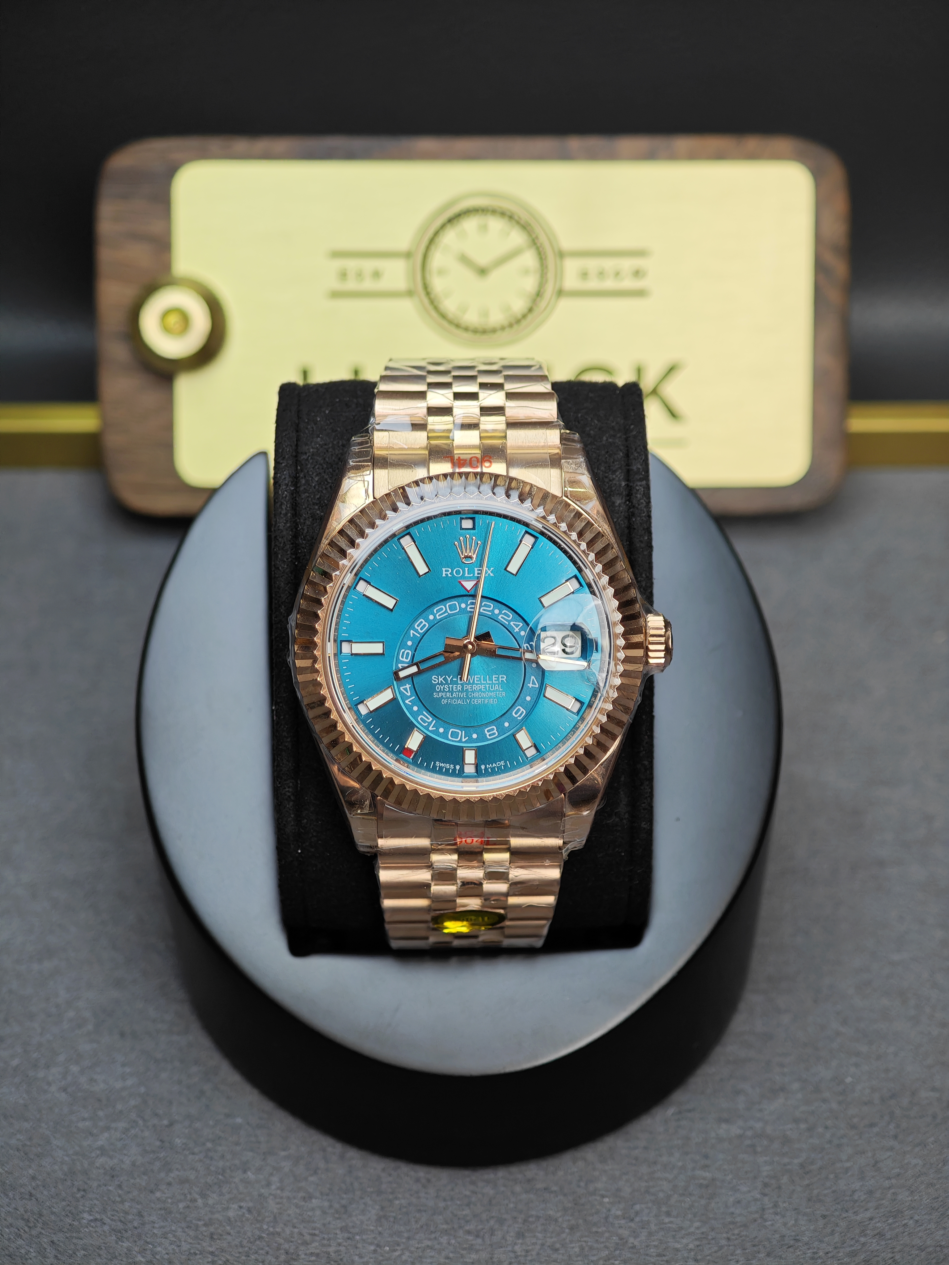 Super Clone Rolex 1:1  Sky Dweller 42MM Blue Dial Rose Gold Jubilee Mens Watch 336935