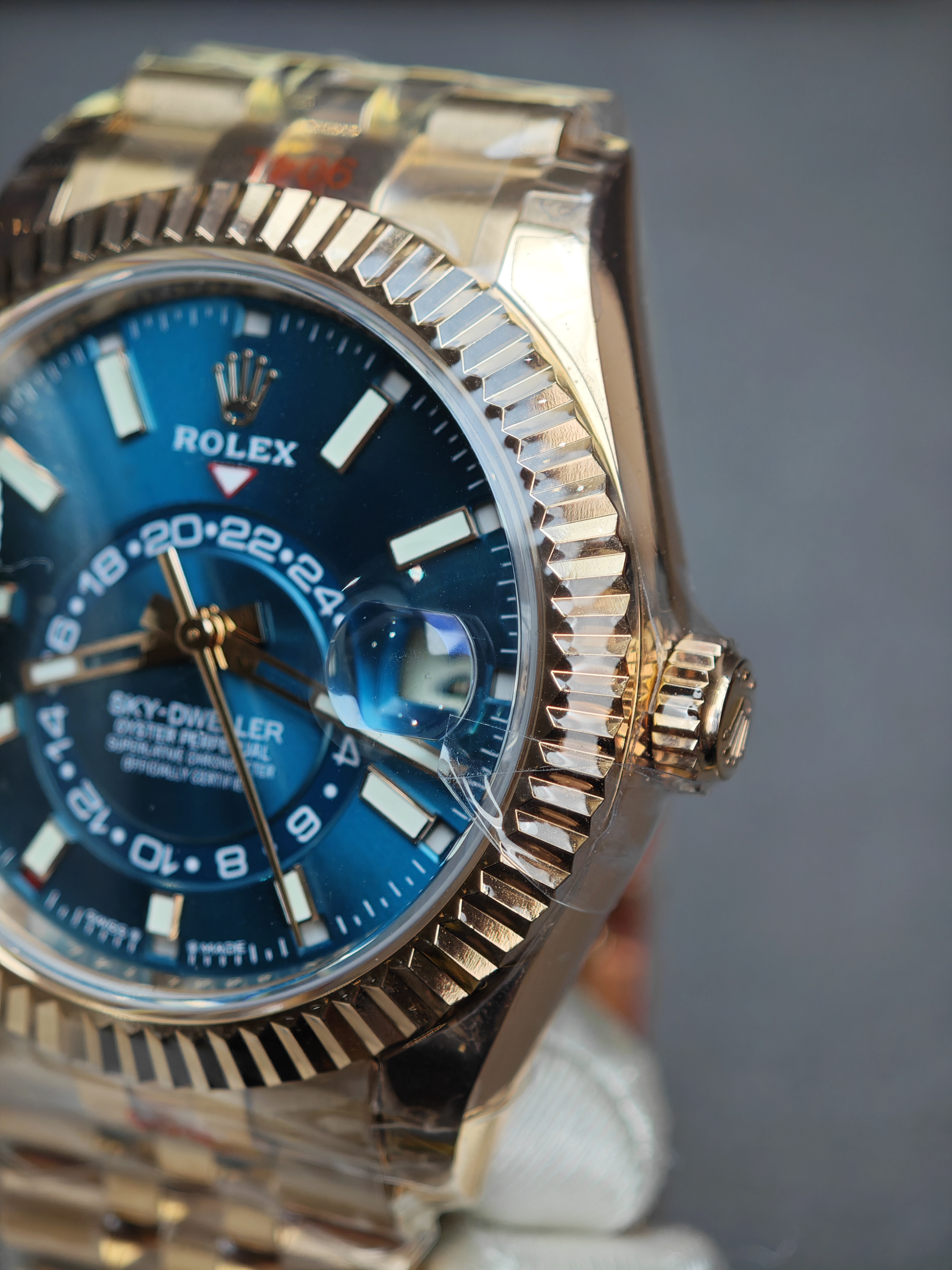 Super Clone Rolex 1:1  Sky Dweller 42MM Blue Dial Rose Gold Jubilee Mens Watch 336935