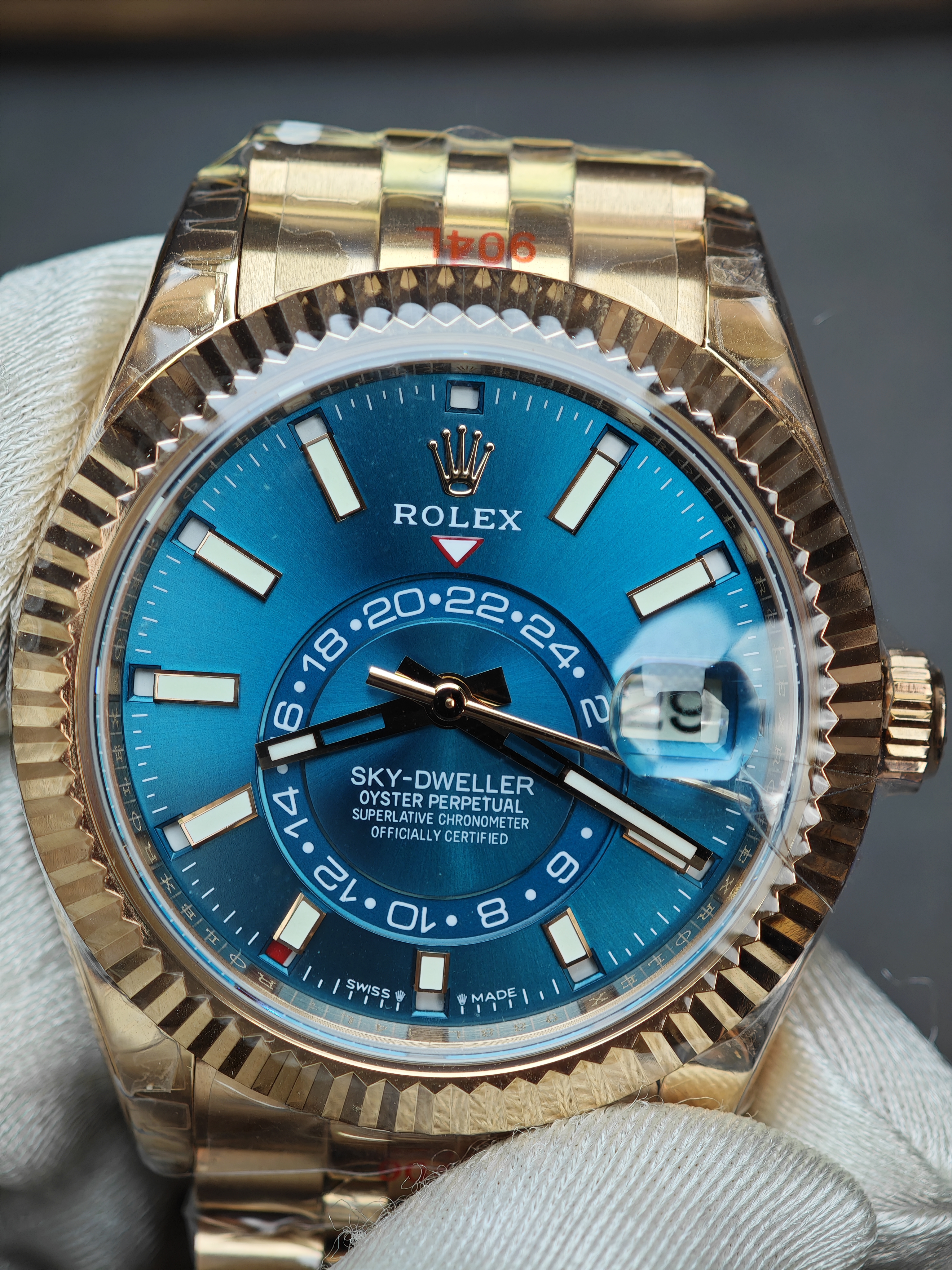 Super Clone Rolex 1:1  Sky Dweller 42MM Blue Dial Rose Gold Jubilee Mens Watch 336935