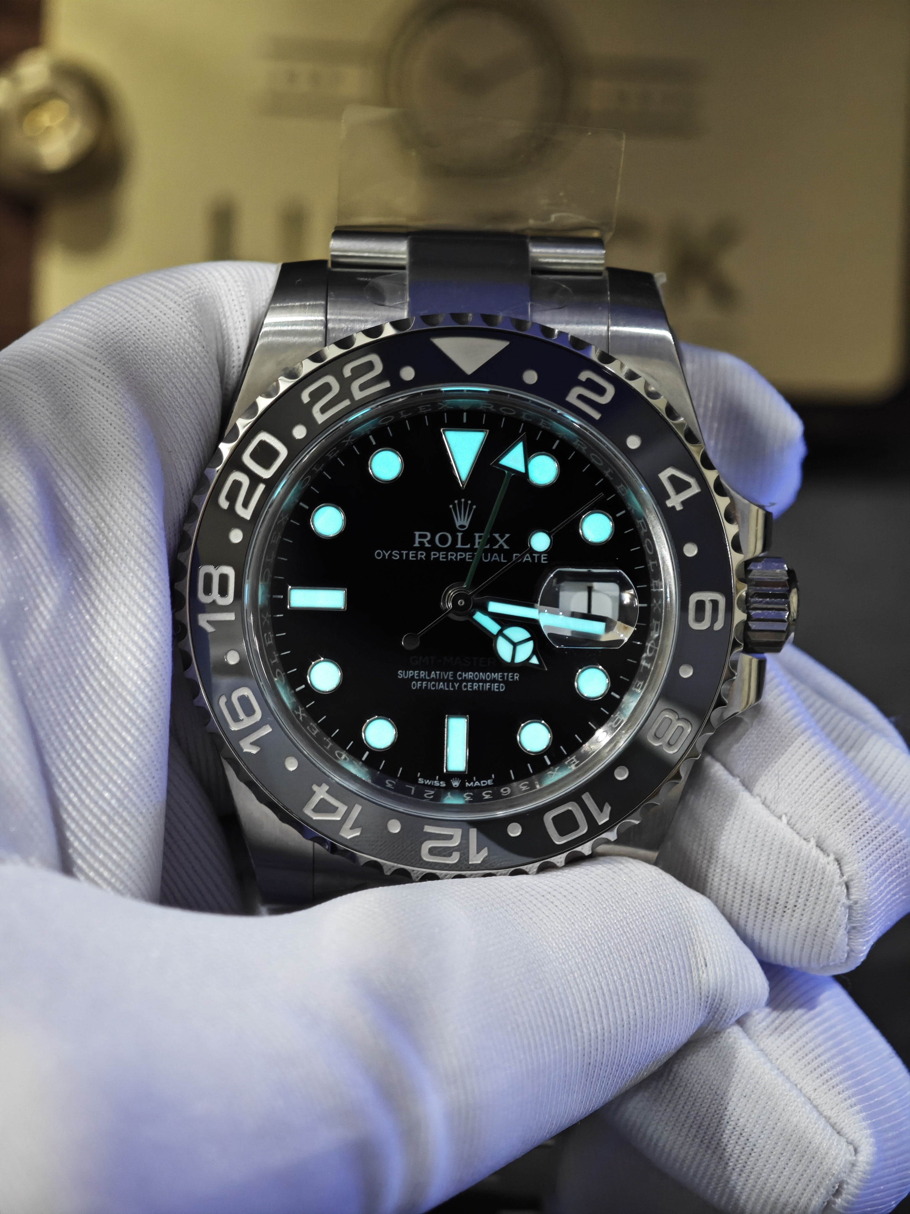 Rolex Bruce Wayne GMT Master II 126710grnr-0004 Black/Grey two-tone ceramic bezel Stainless Steel on Oyster (40mm) Super Clone