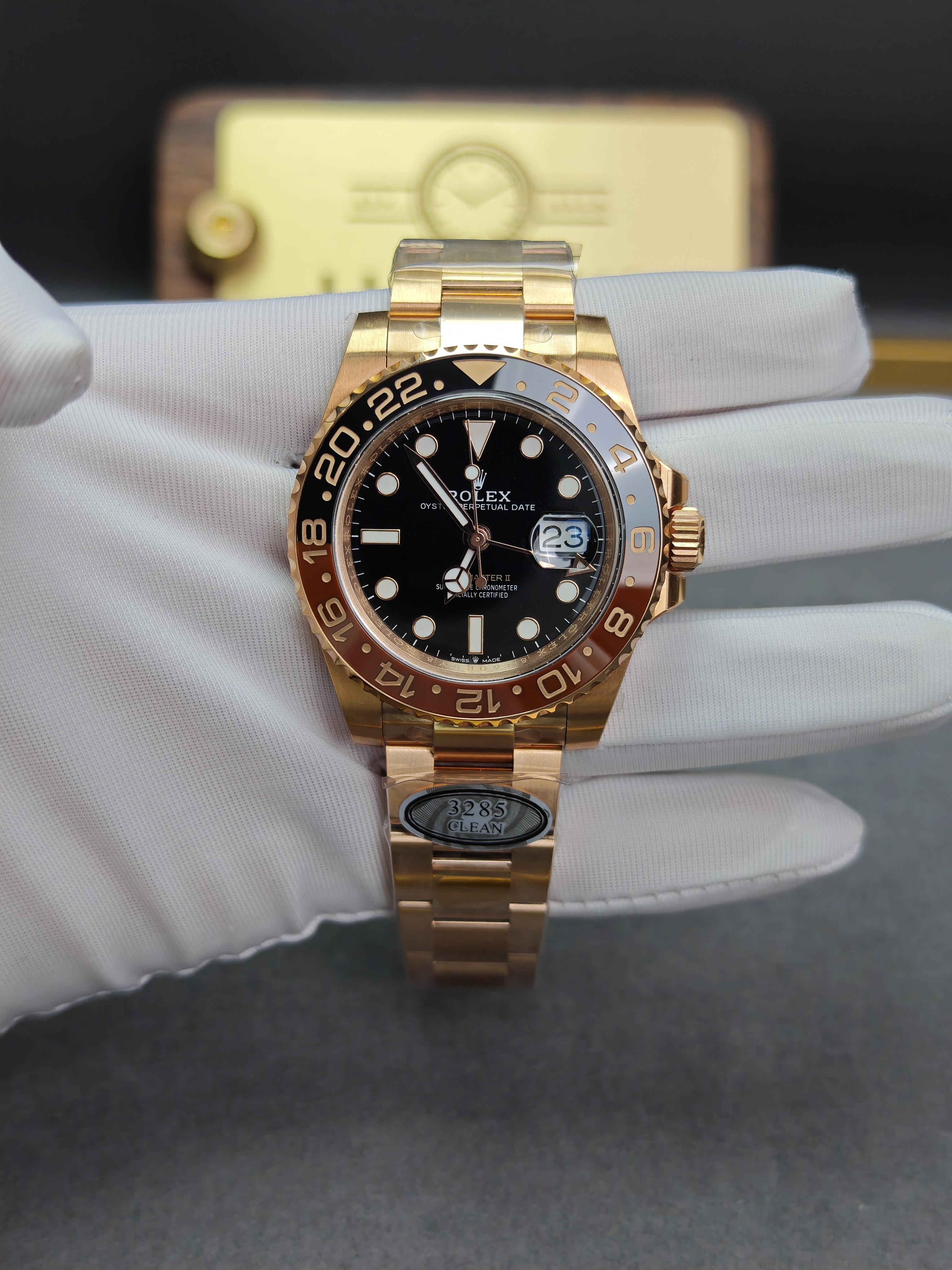 Rolex GMT Master II 126715CHNR-0001 Root Beer Full Rose gold 40mm Super Clone