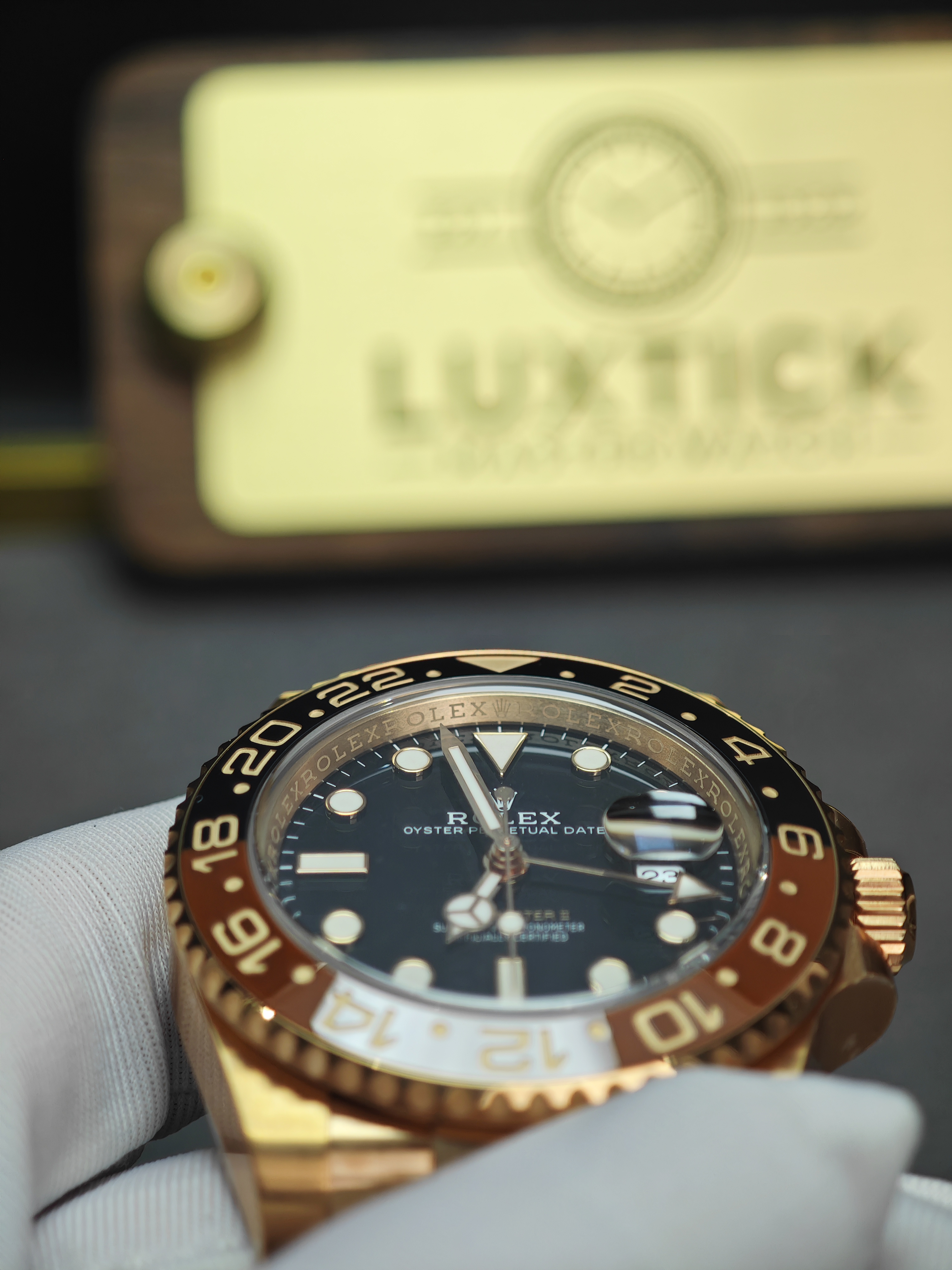 Rolex GMT Master II 126715CHNR-0001 Root Beer Full Rose gold 40mm Super Clone