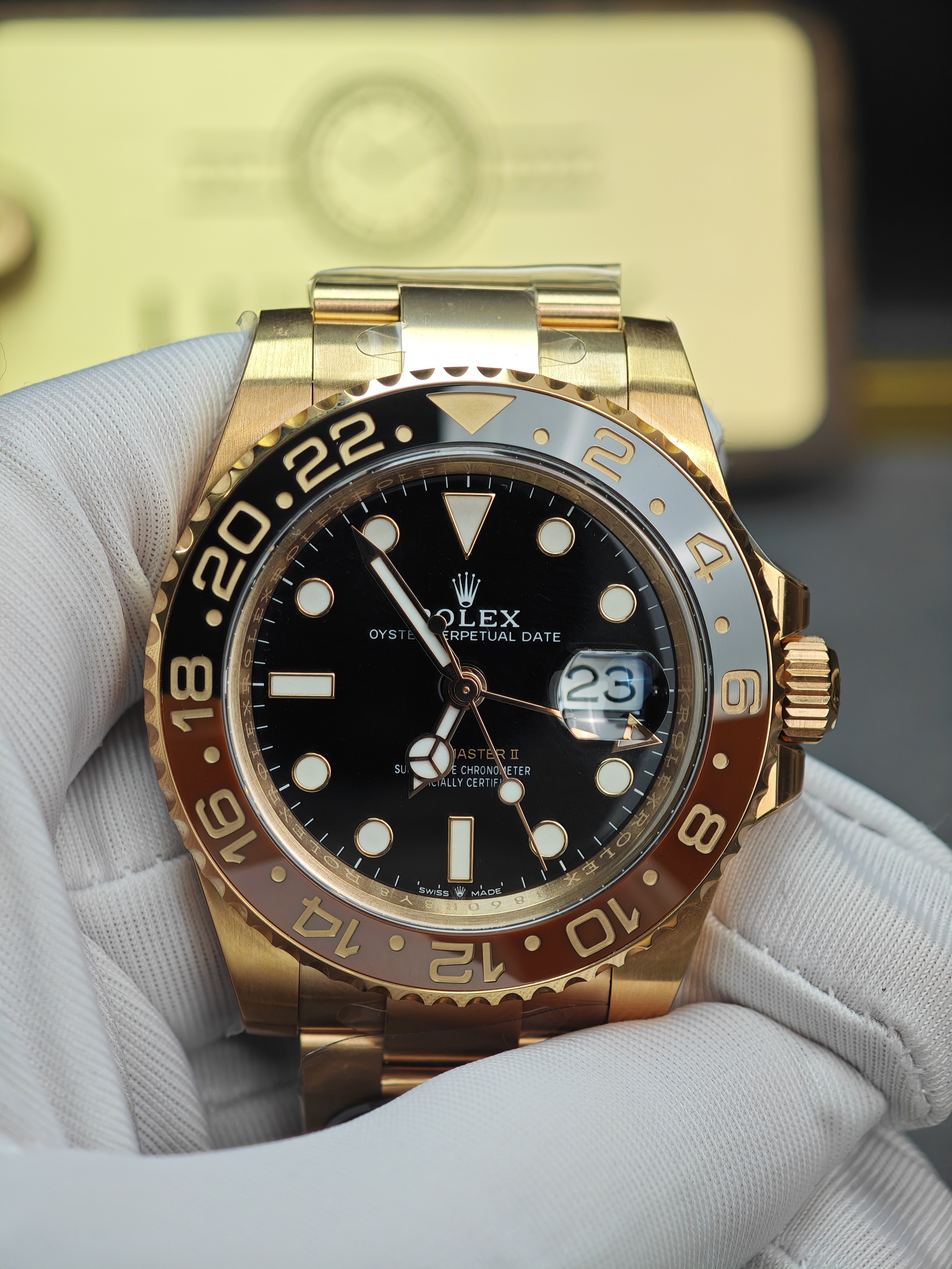 Rolex GMT Master II 126715CHNR-0001 Root Beer Full Rose gold 40mm Super Clone