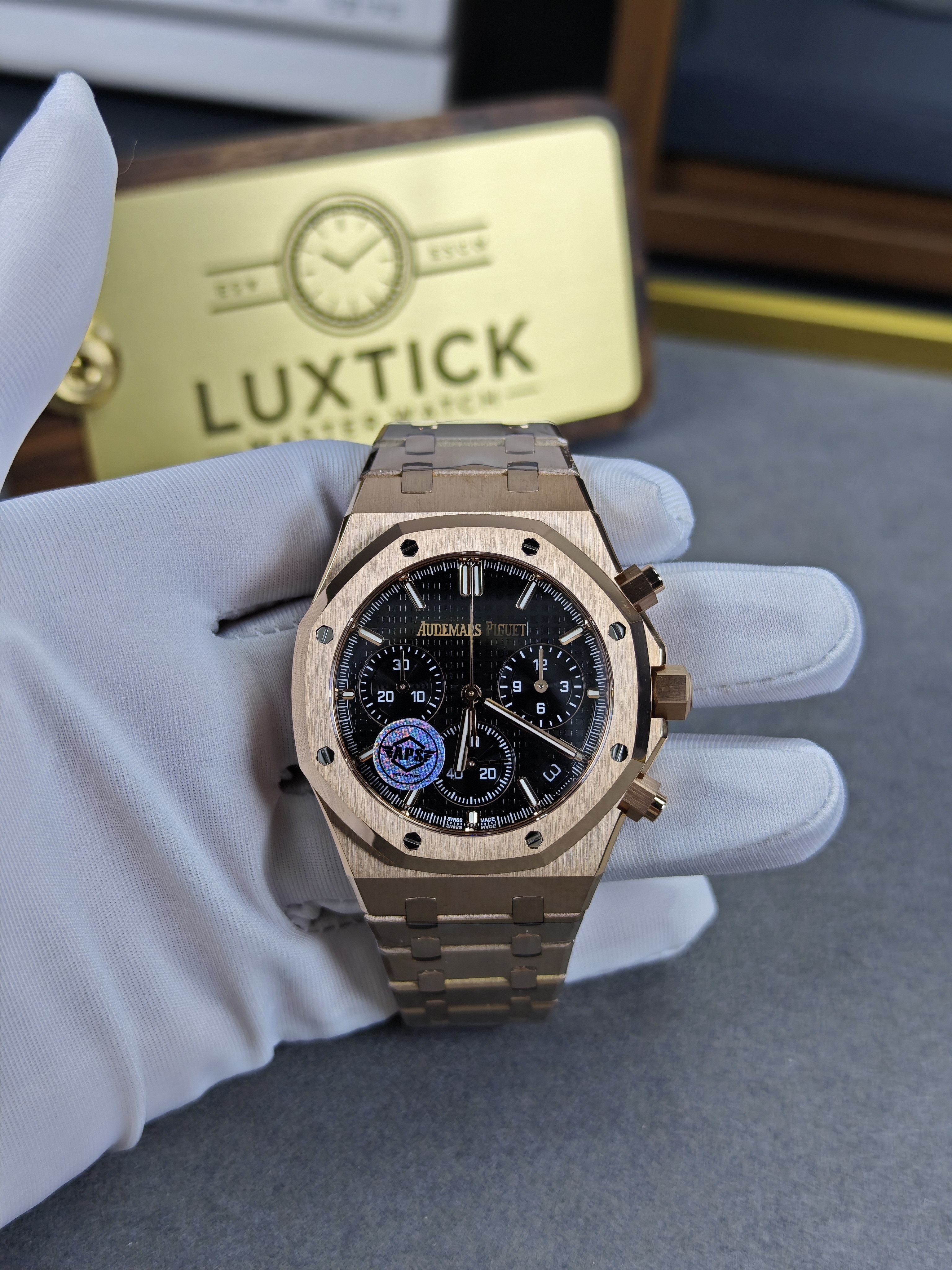 Audemars Piguet Super Clone 1:1 Royal Oak Chronograph 26240 Watches - 41mm rose gold with black dial