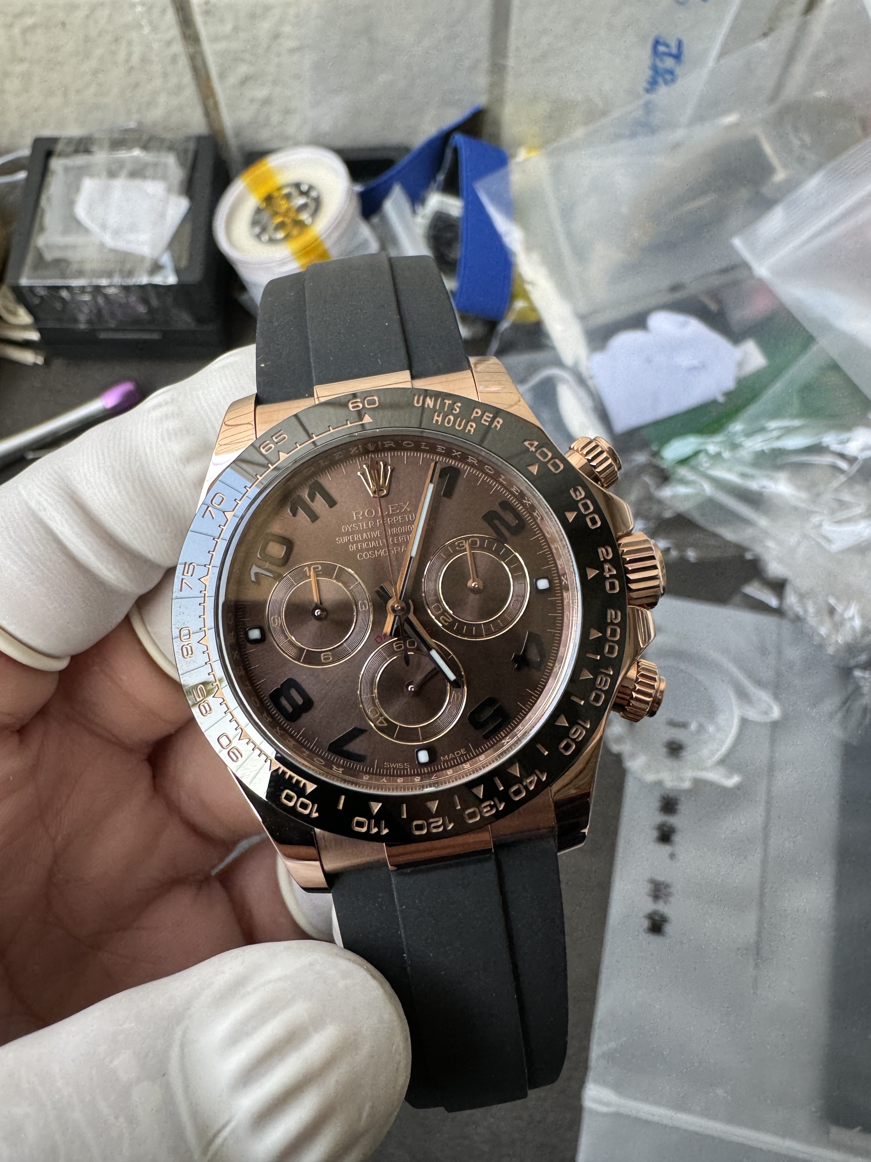 Super Clone Rolex 1:1 Daytona 116515LN Chocolate Dial 4130 Movement – Rose Gold on Oysterflex