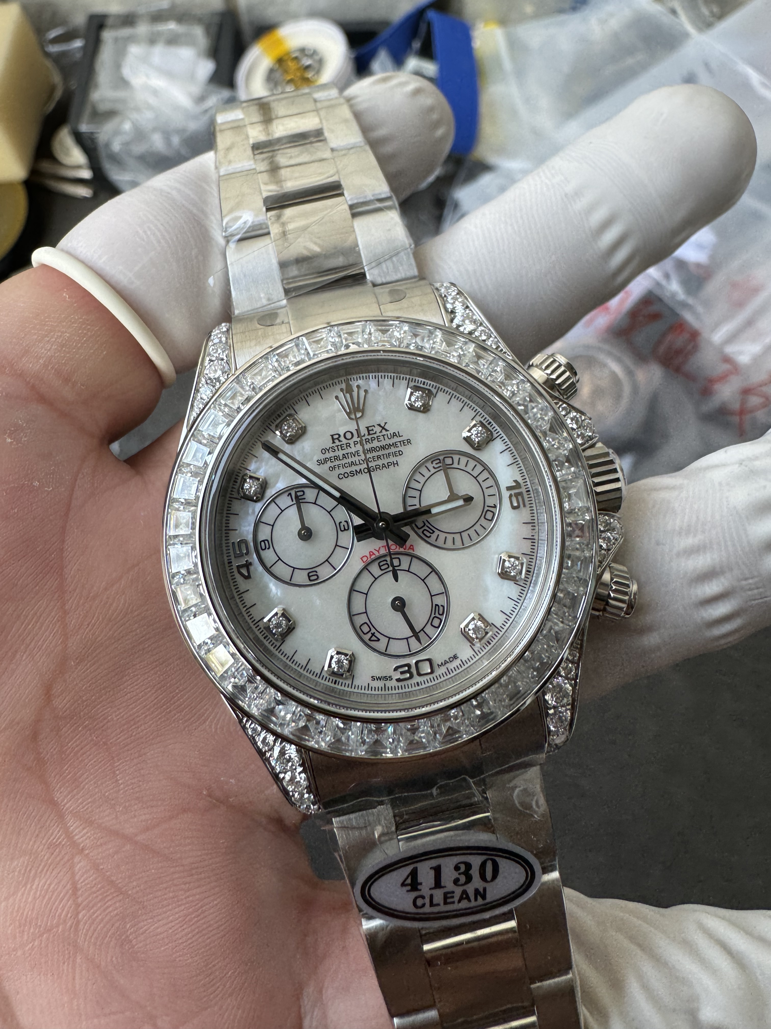 Super Clone Rolex 1:1 Daytona 116599RBR MOP Dial Full Diamond  4130 Movement