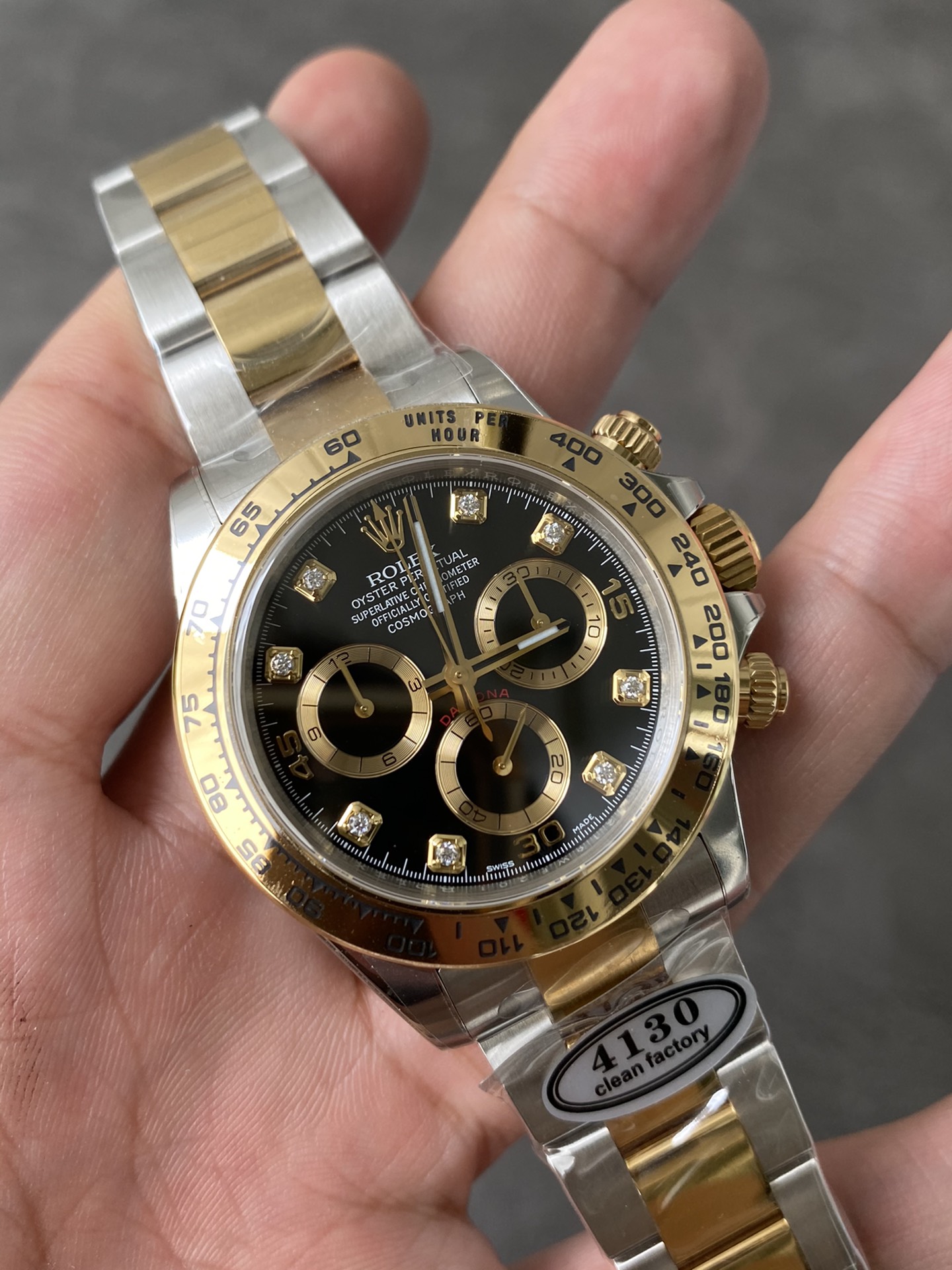 Super Clone Rolex 1:1 Daytona 116503 Black Dial Diamond Markers – 4130 Movement