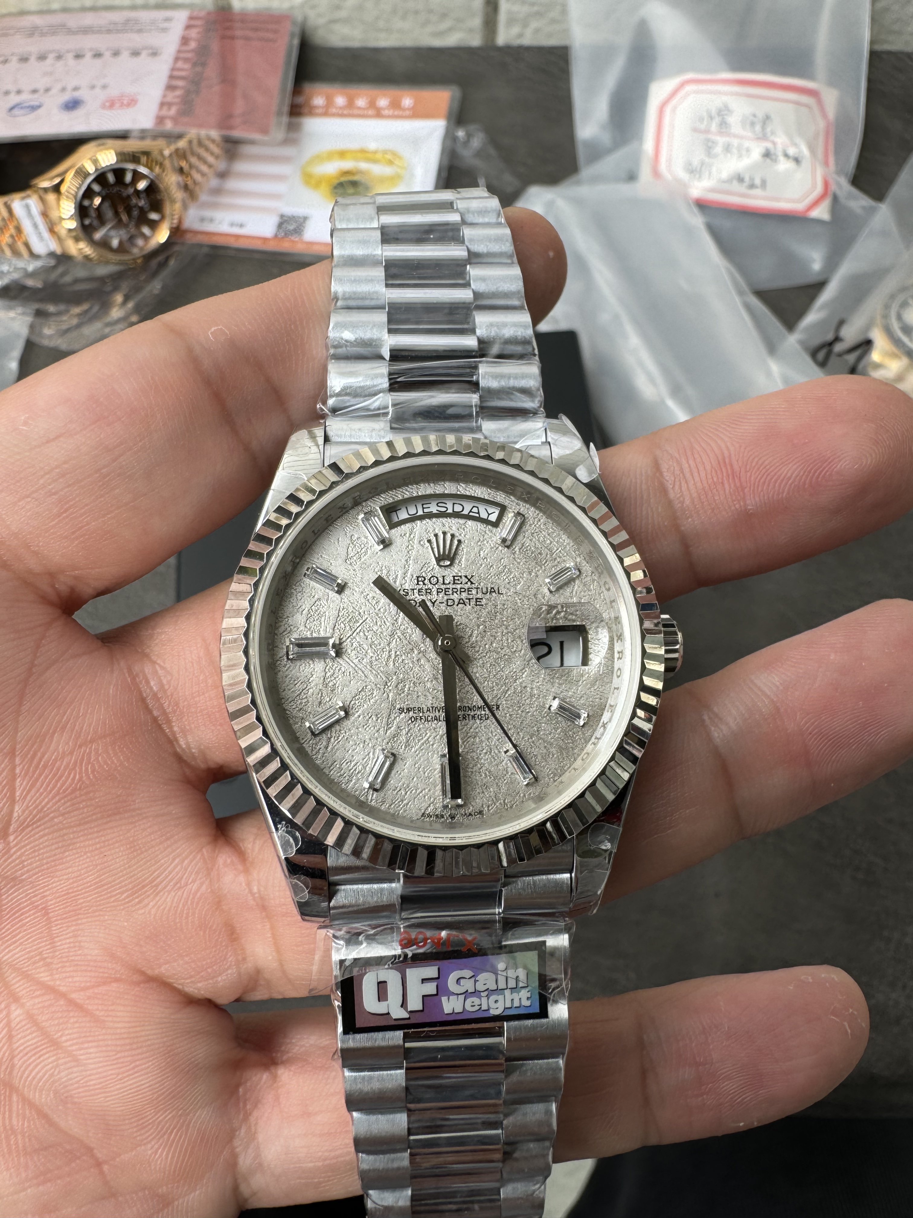 Super Clone Rolex Day-Date 40 – Rare Meteorite Dial in Full White Gold