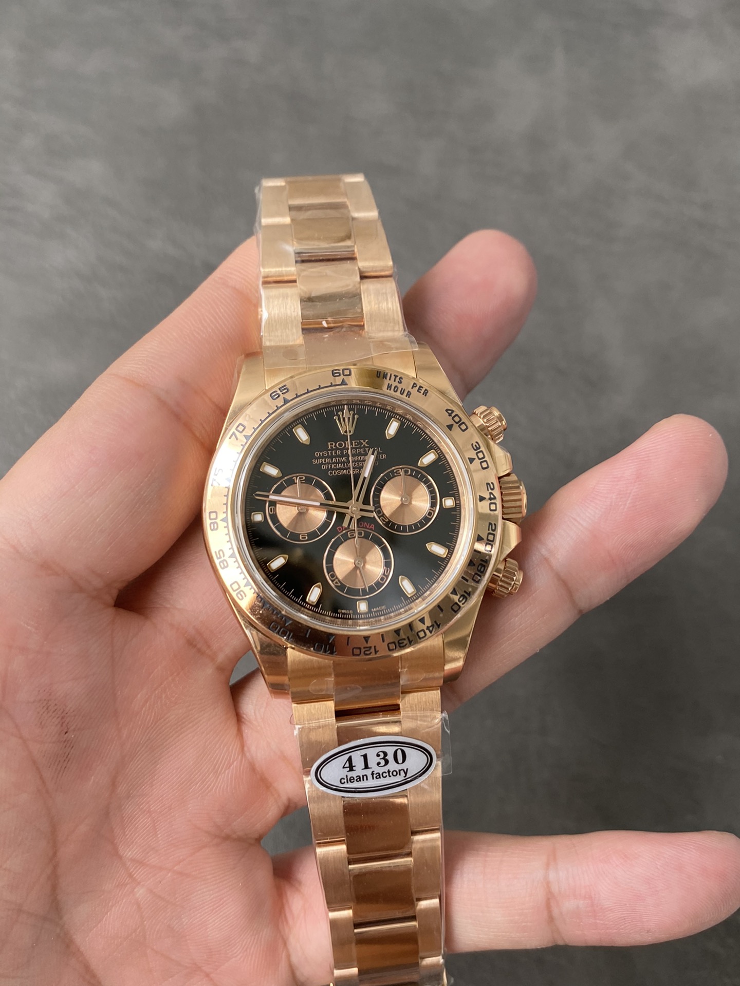 Super Clone Rolex 1:1 Daytona 116505 Black Dial Rose Gold  4130 Movement