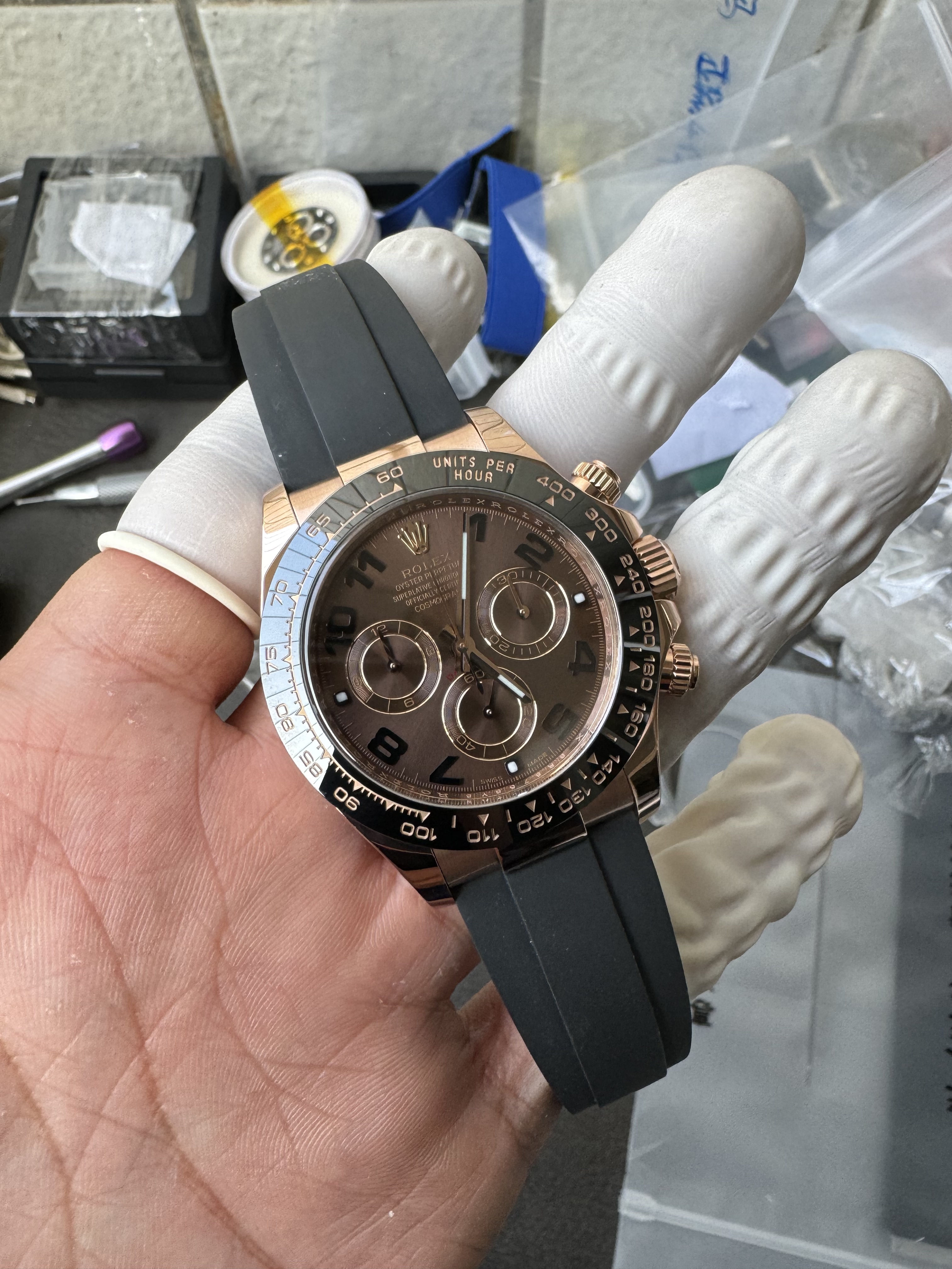 Super Clone Rolex 1:1 Daytona 116515LN Chocolate Dial 4130 Movement – Rose Gold on Oysterflex
