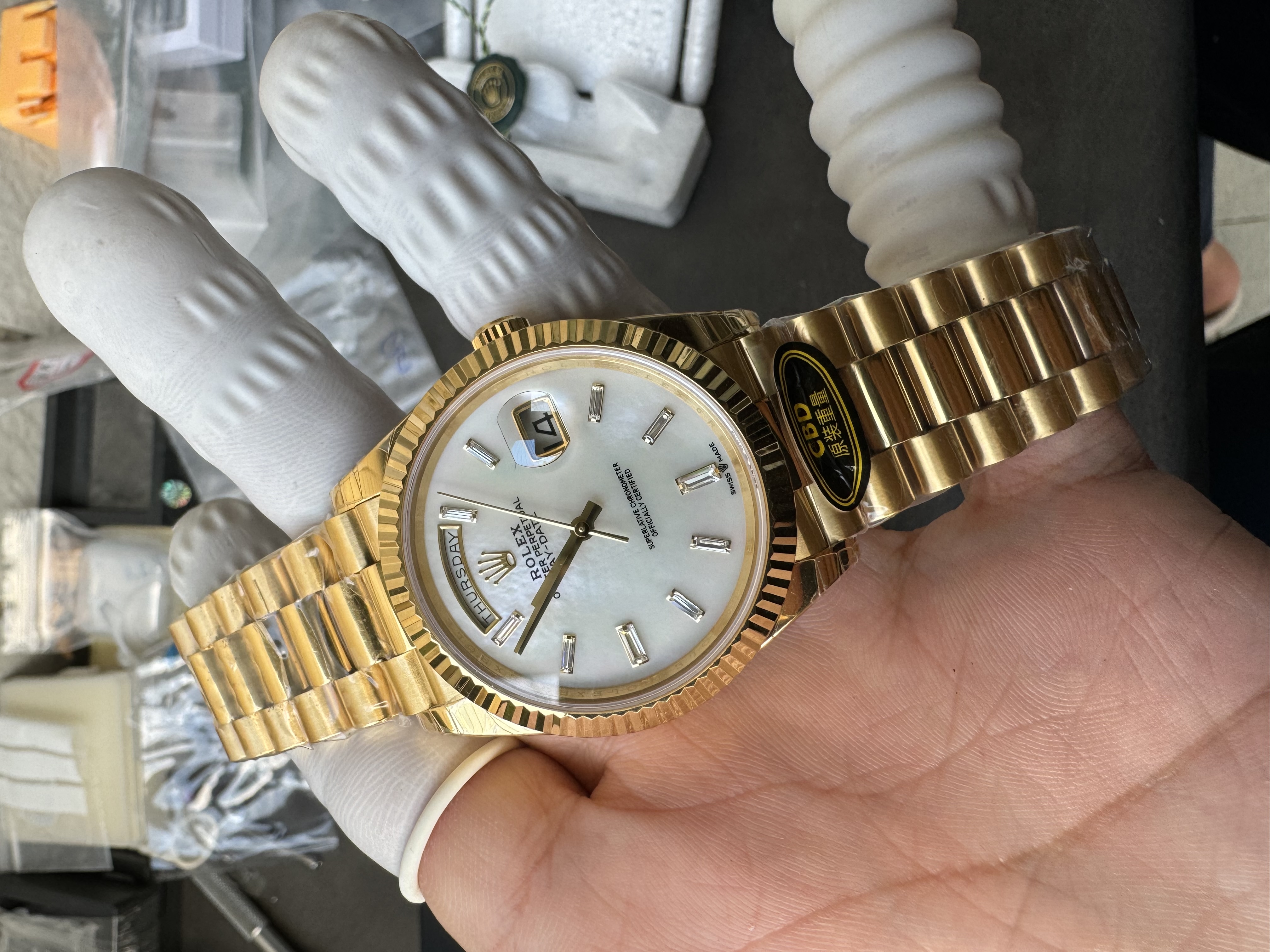 Super Clone Rolex 1:1 Day-Date 228238 Champagne Diamond Dial President Watch