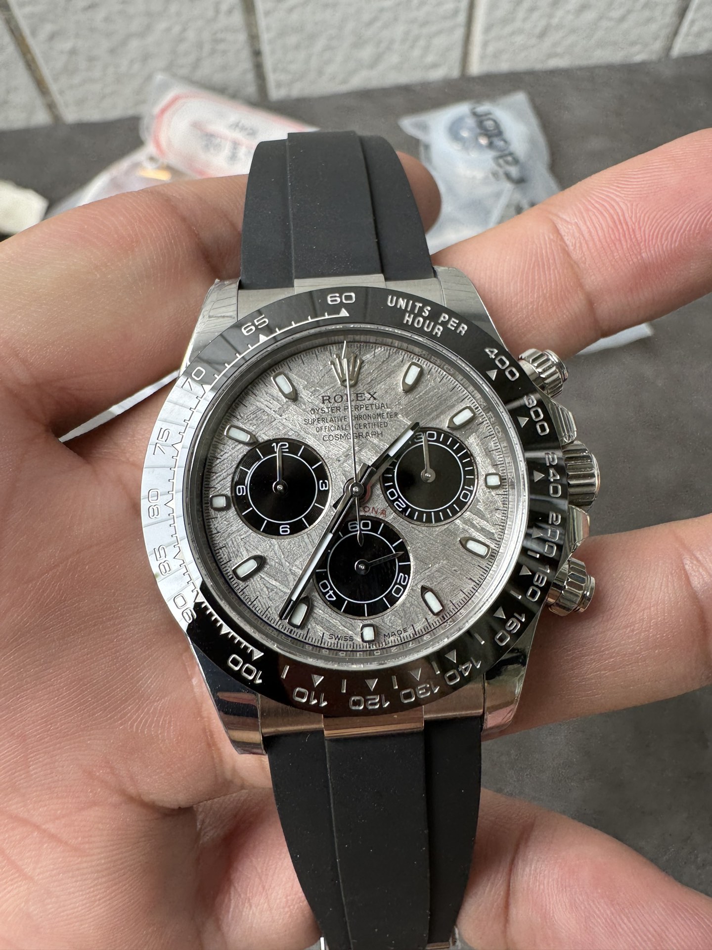 Super Clone Rolex 1:1 Daytona 116519LN Meteorite Dial Ceramic Bezel Oysterflex | 4130 Movement