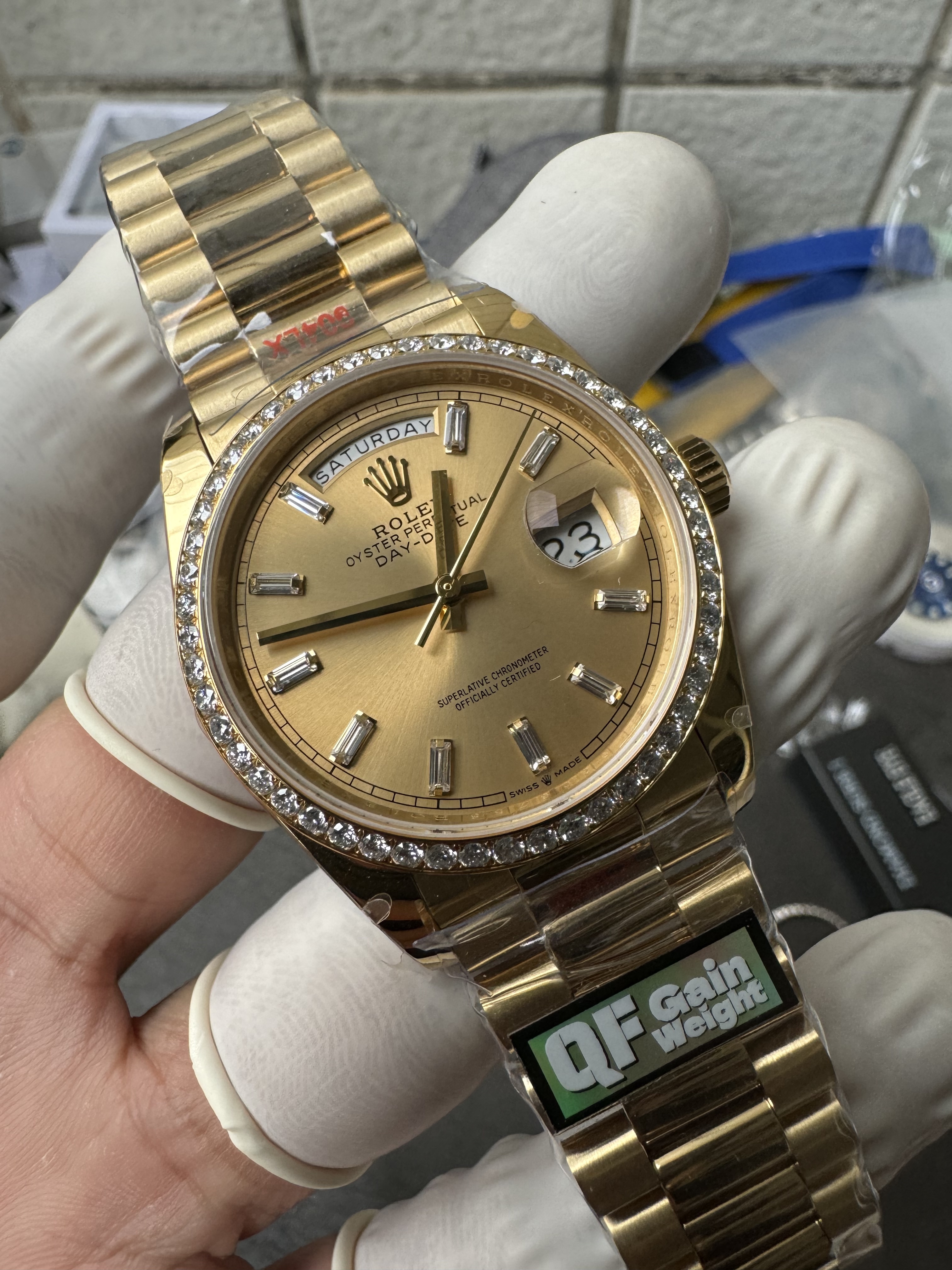 Luxury Gold Day-Date 40mm | Champagne Dial & Diamond Bezel | 1:1 Super Clone