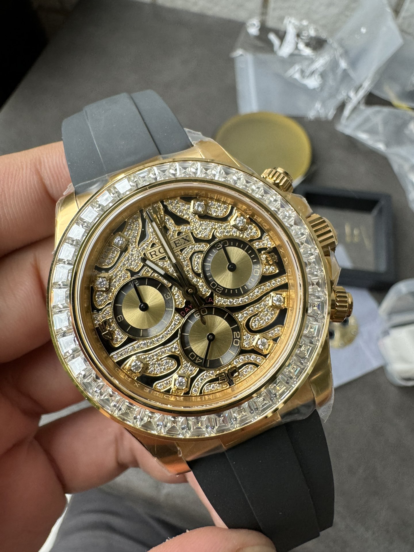 Super Clone Rolex 1:1 Daytona 116588TBR Eye of the Tiger Tiger Dial with Baguette Diamonds