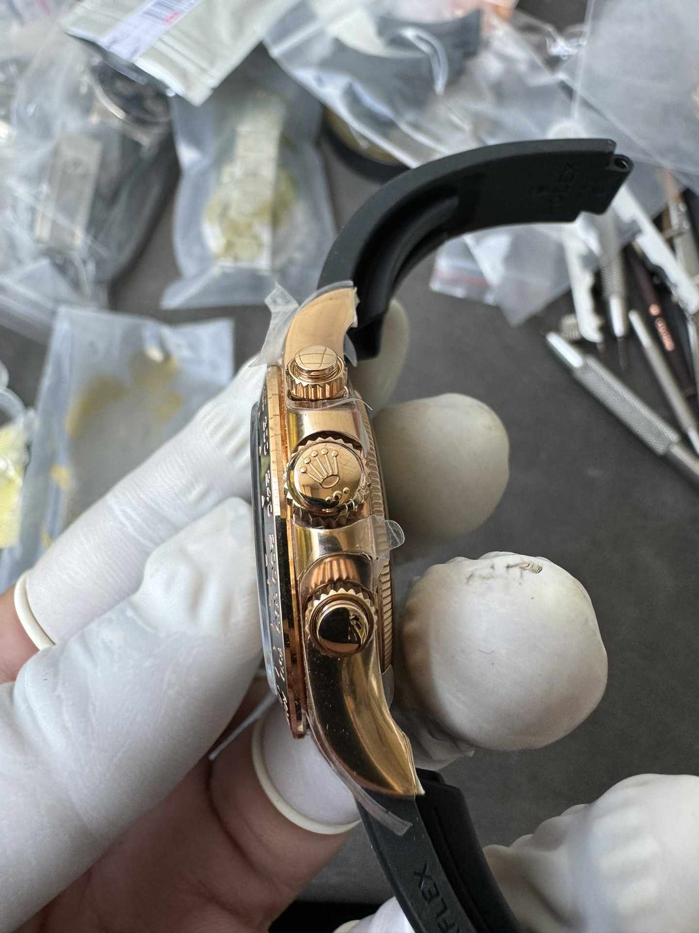 Super Clone Rolex 1:1 Daytona 116515LN Everose Gold Black Dial Ceramic Bezel on Oysterflex 4131 Movement