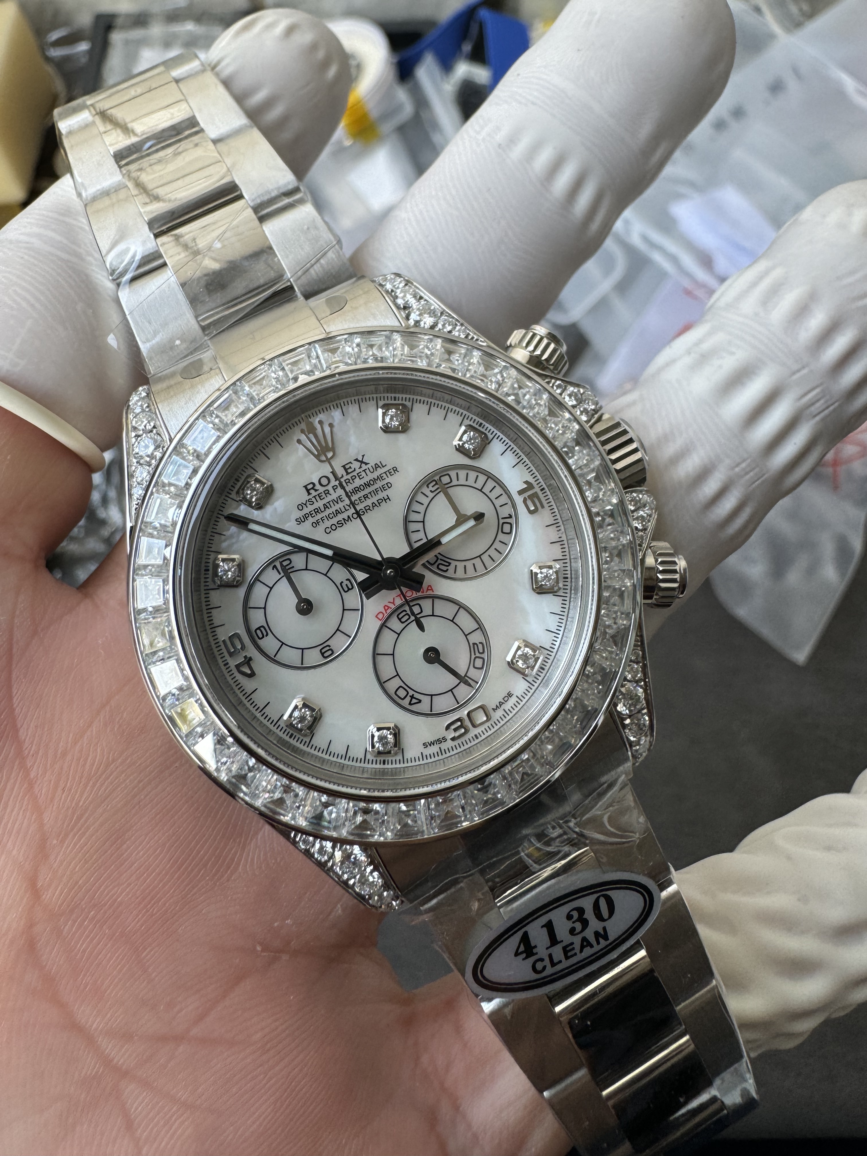 Super Clone Rolex 1:1 Daytona 116599RBR MOP Dial Full Diamond  4130 Movement