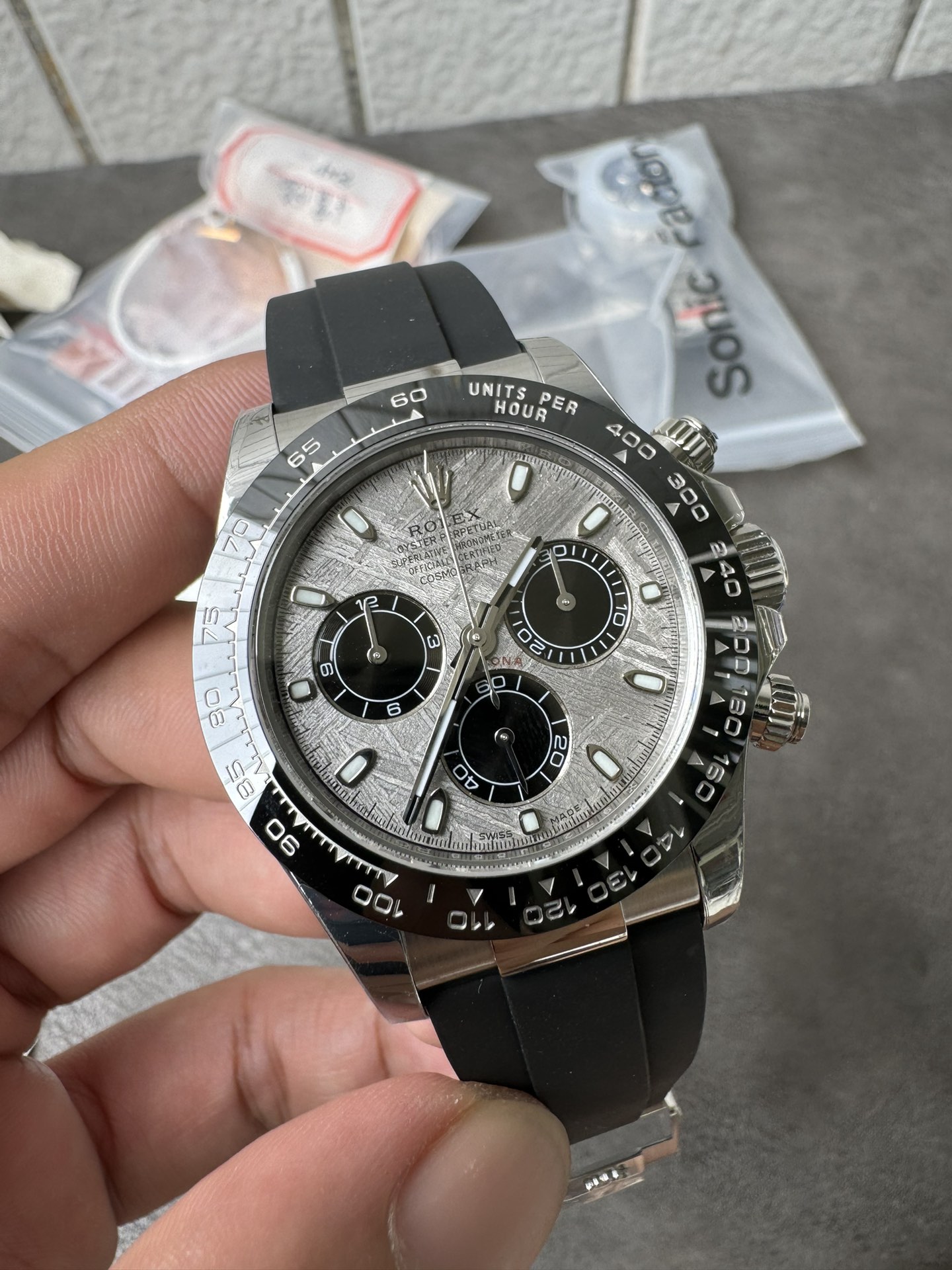 Super Clone Rolex 1:1 Daytona 116519LN Meteorite Dial Ceramic Bezel Oysterflex | 4130 Movement