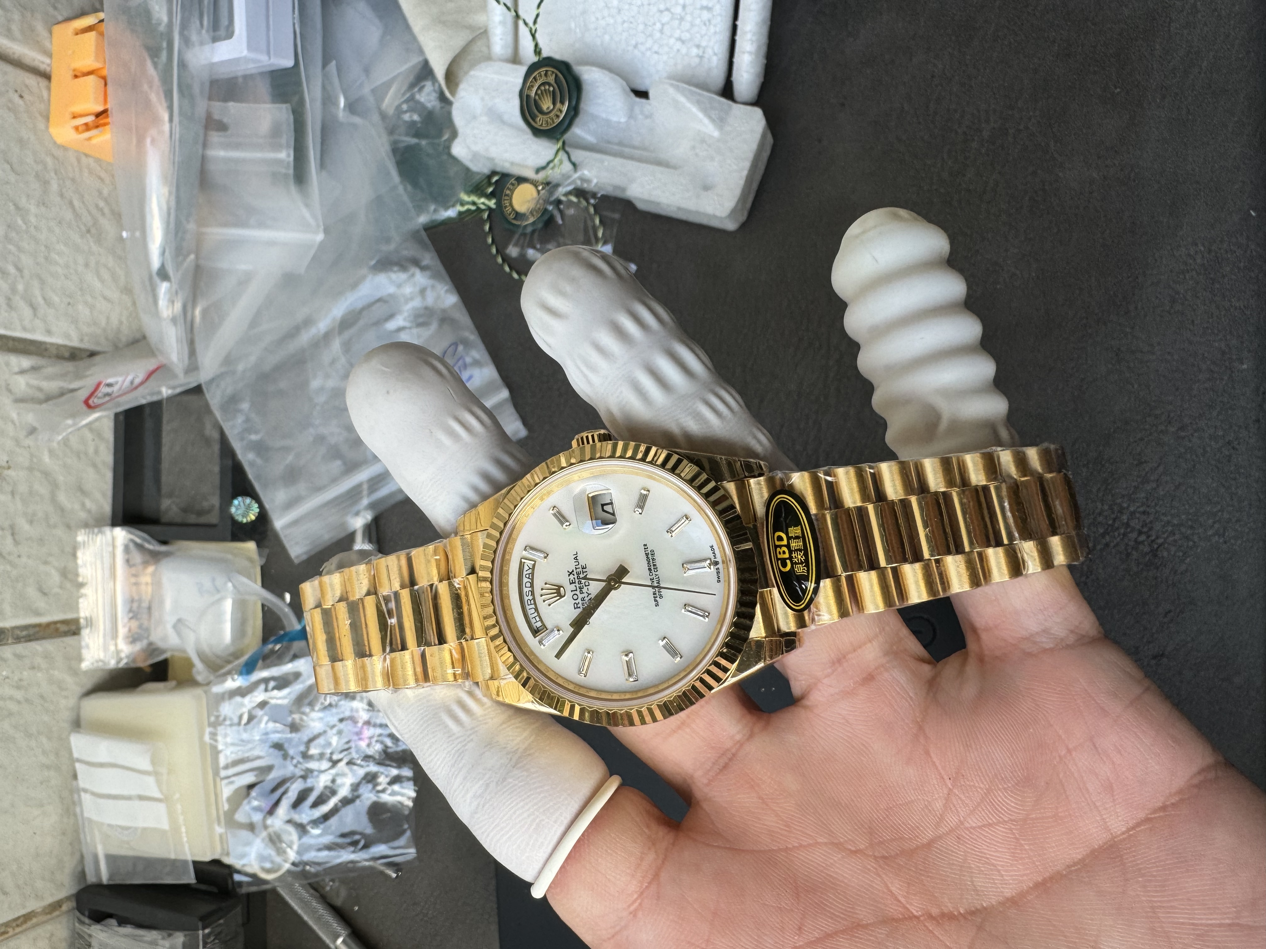 Super Clone Rolex 1:1 Day-Date 228238 Champagne Diamond Dial President Watch