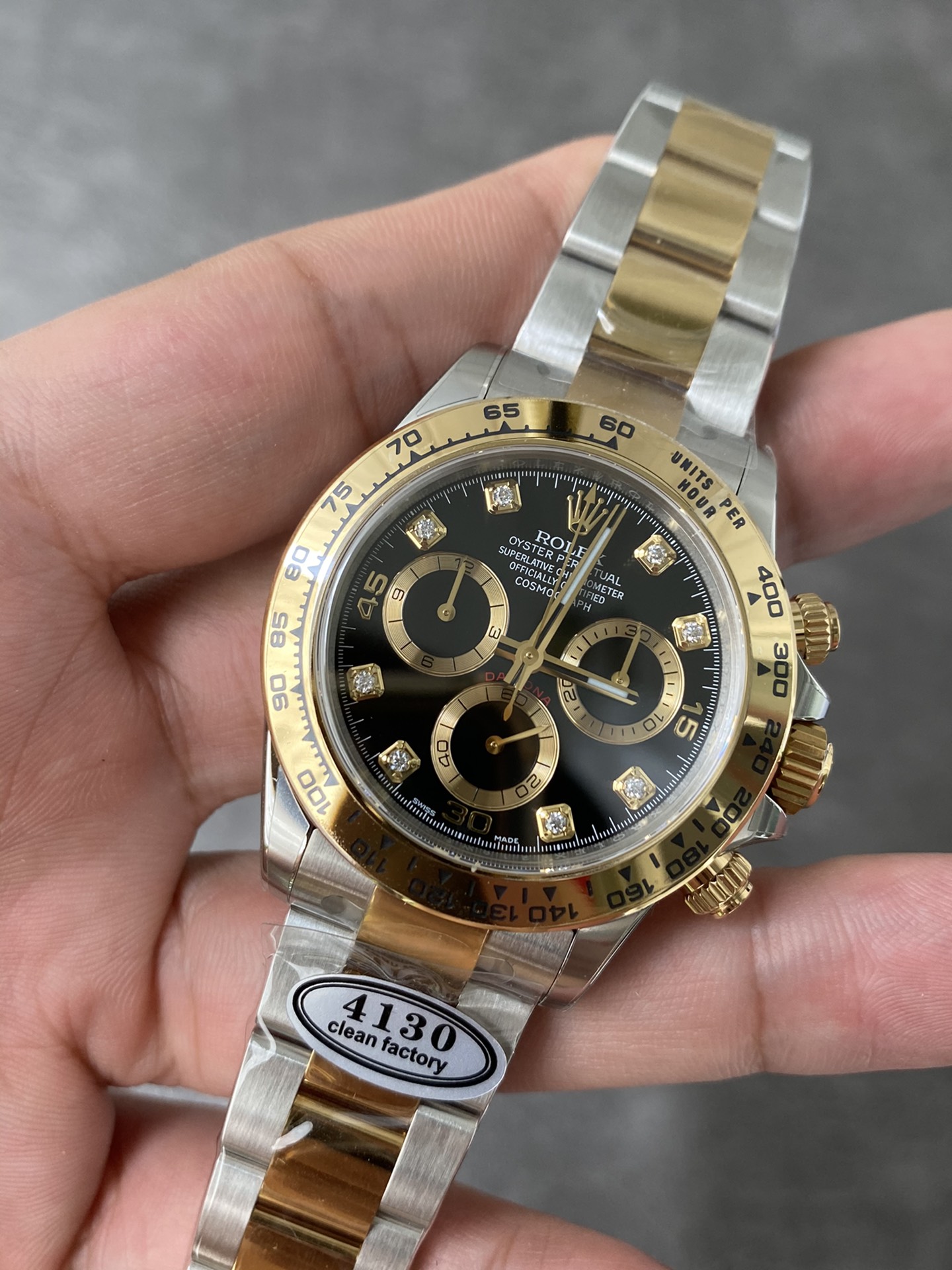 Super Clone Rolex 1:1 Daytona 116503 Black Dial Diamond Markers – 4130 Movement
