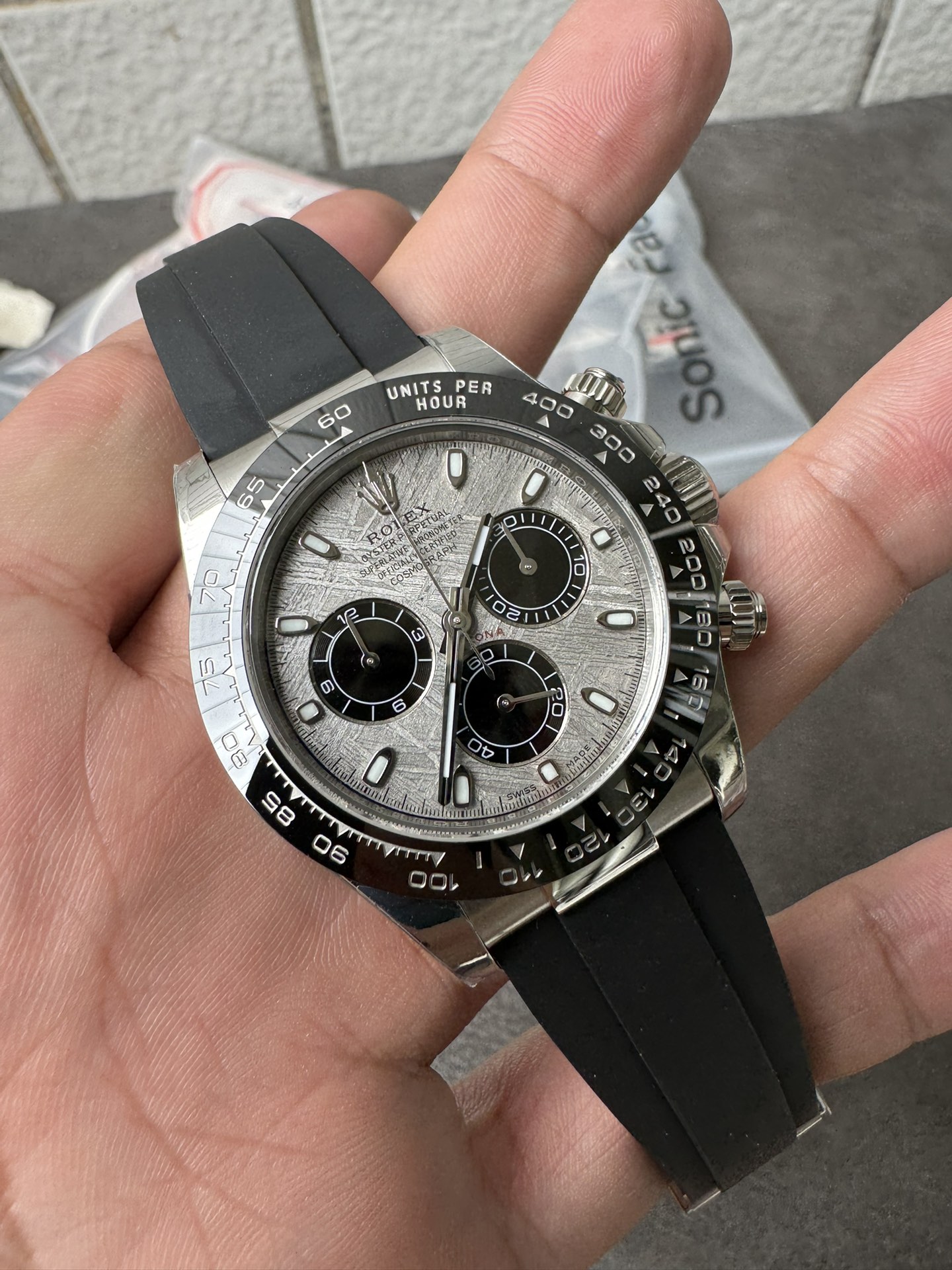 Super Clone Rolex 1:1 Daytona 116519LN Meteorite Dial Ceramic Bezel Oysterflex | 4130 Movement