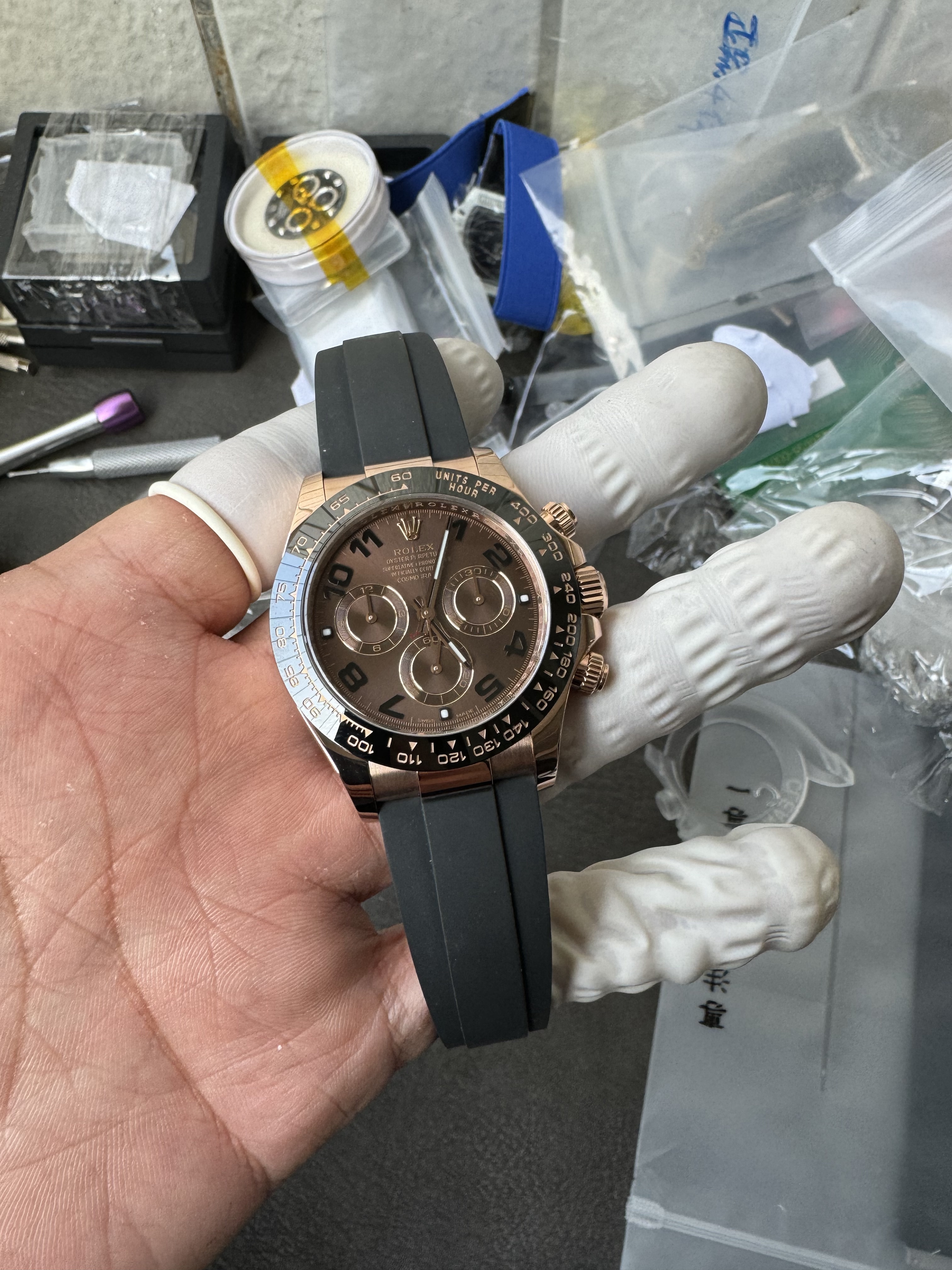 Super Clone Rolex 1:1 Daytona 116515LN Chocolate Dial 4130 Movement – Rose Gold on Oysterflex