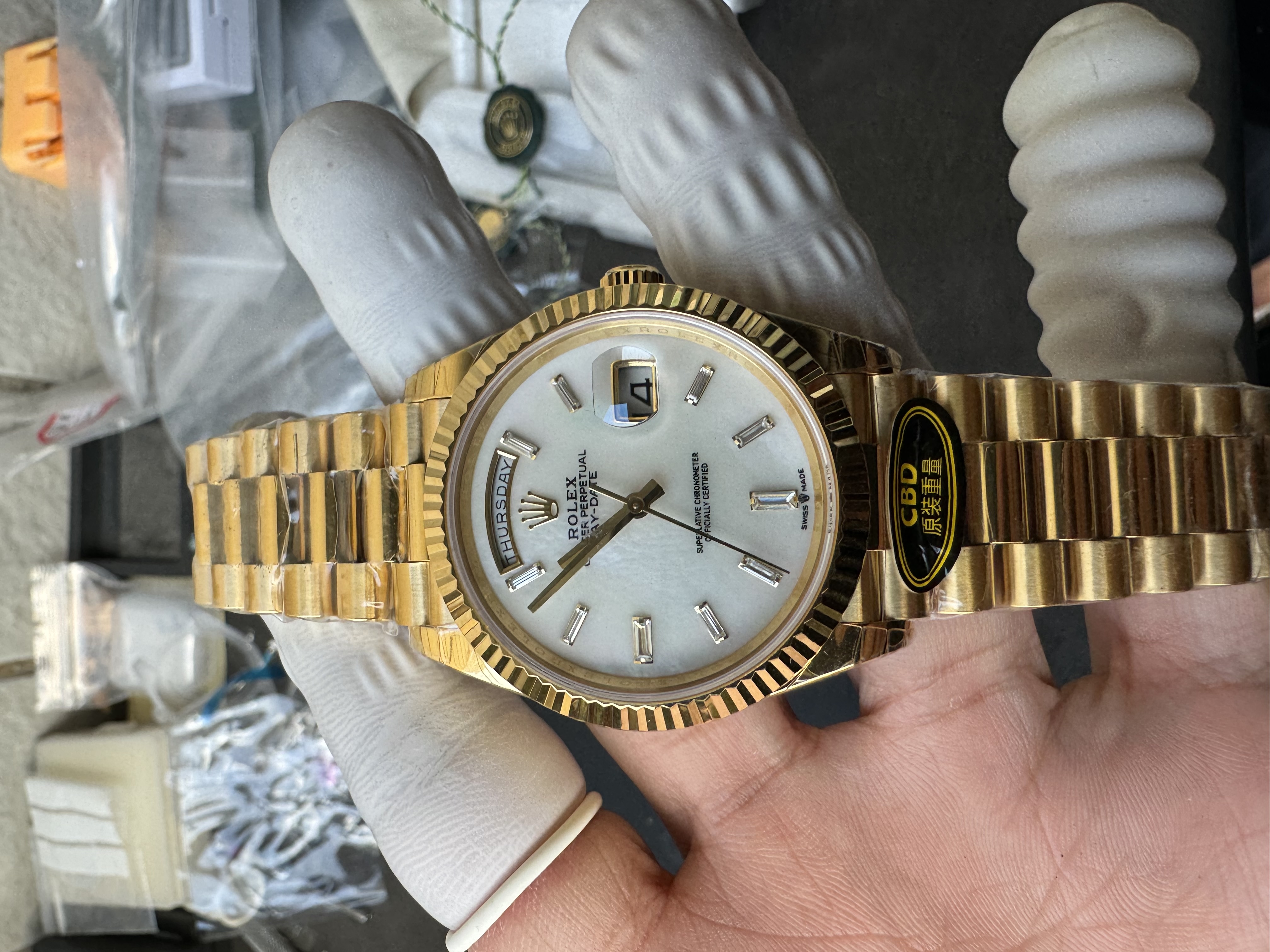 Super Clone Rolex 1:1 Day-Date 228238 Champagne Diamond Dial President Watch