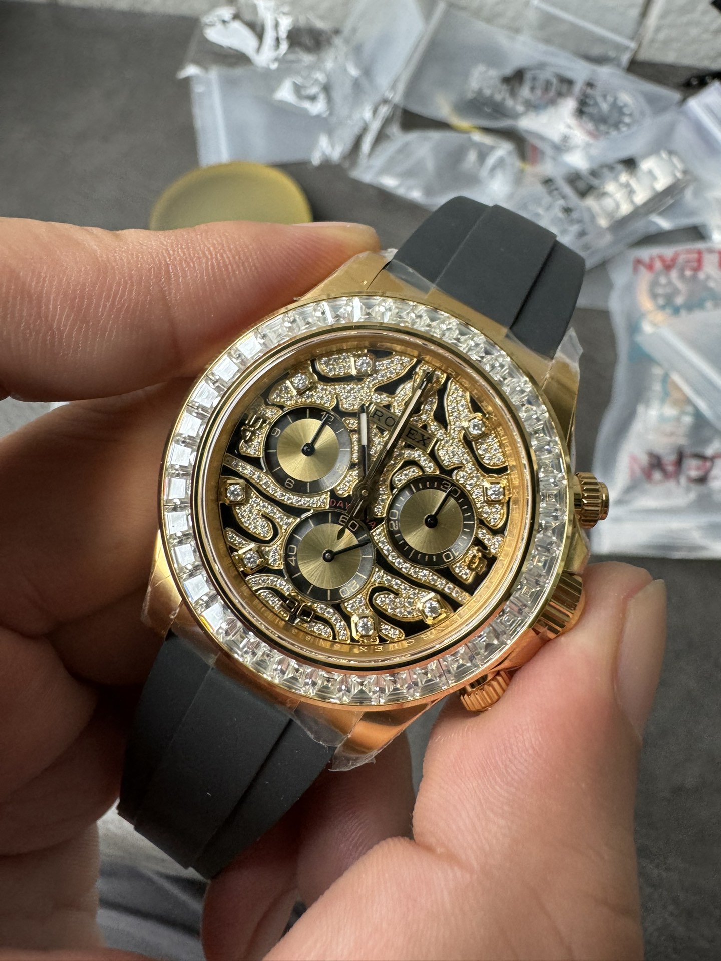 Super Clone Rolex 1:1 Daytona 116588TBR Eye of the Tiger Tiger Dial with Baguette Diamonds