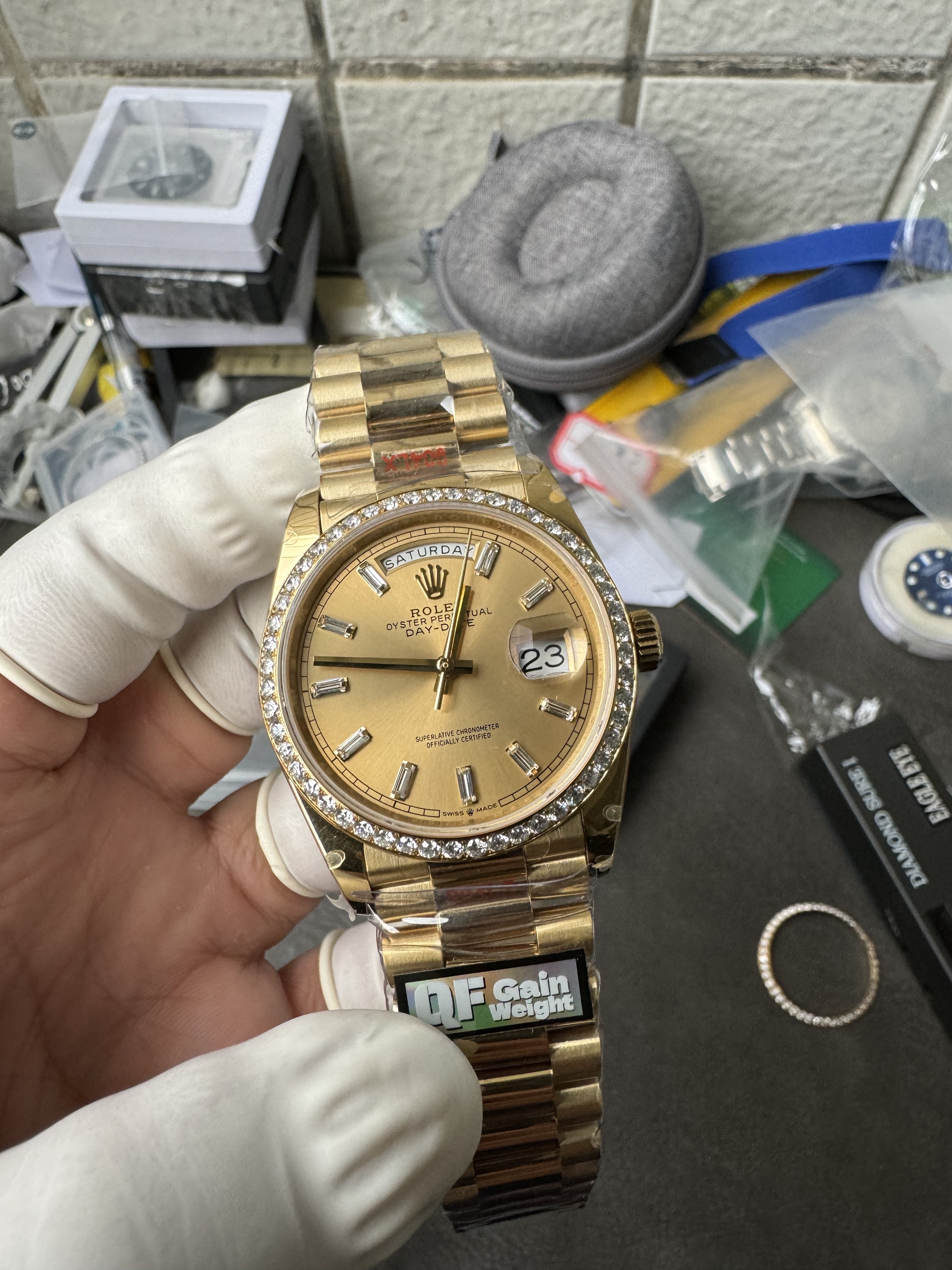 Luxury Gold Day-Date 40mm | Champagne Dial & Diamond Bezel | 1:1 Super Clone