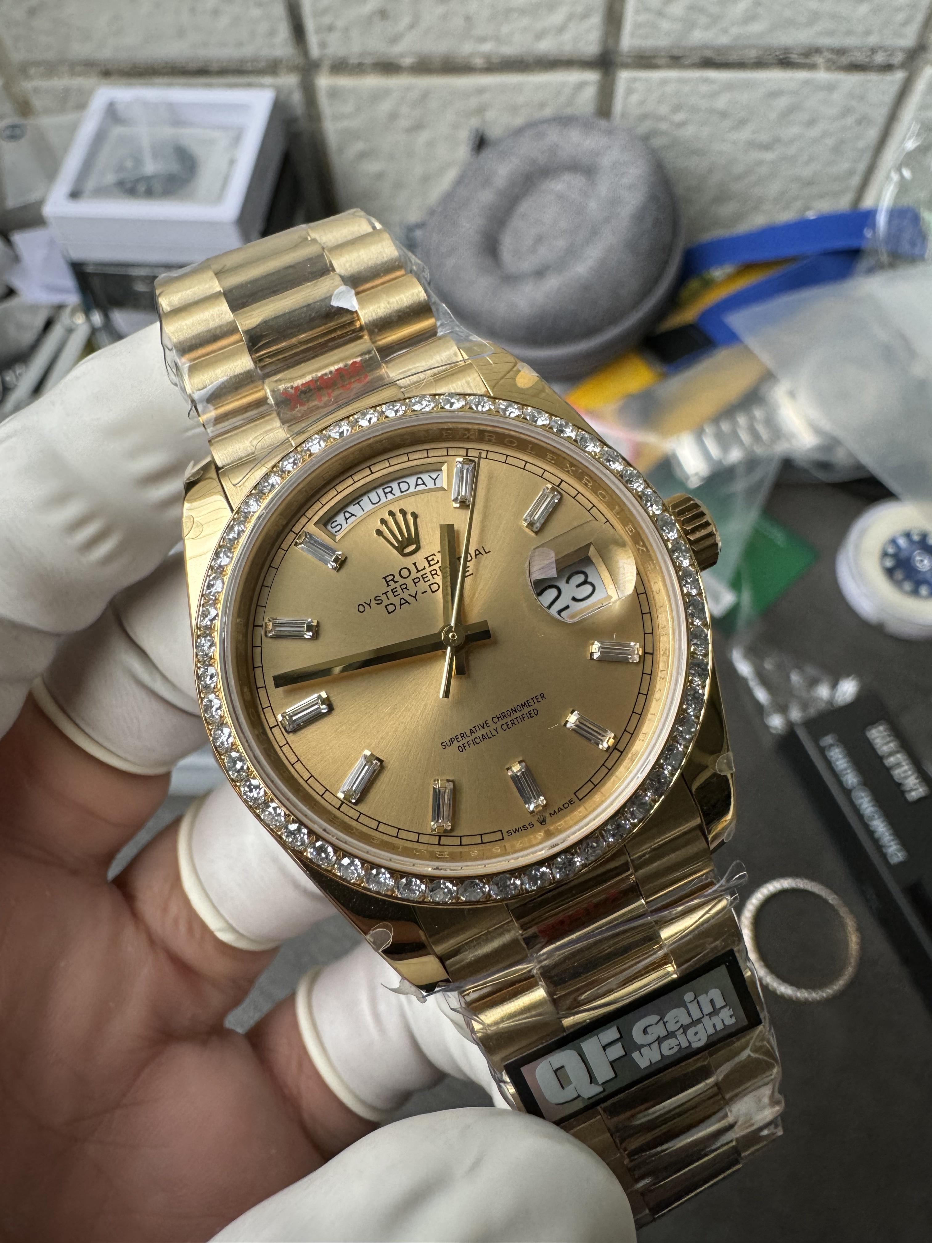 Luxury Gold Day-Date 40mm | Champagne Dial & Diamond Bezel | 1:1 Super Clone