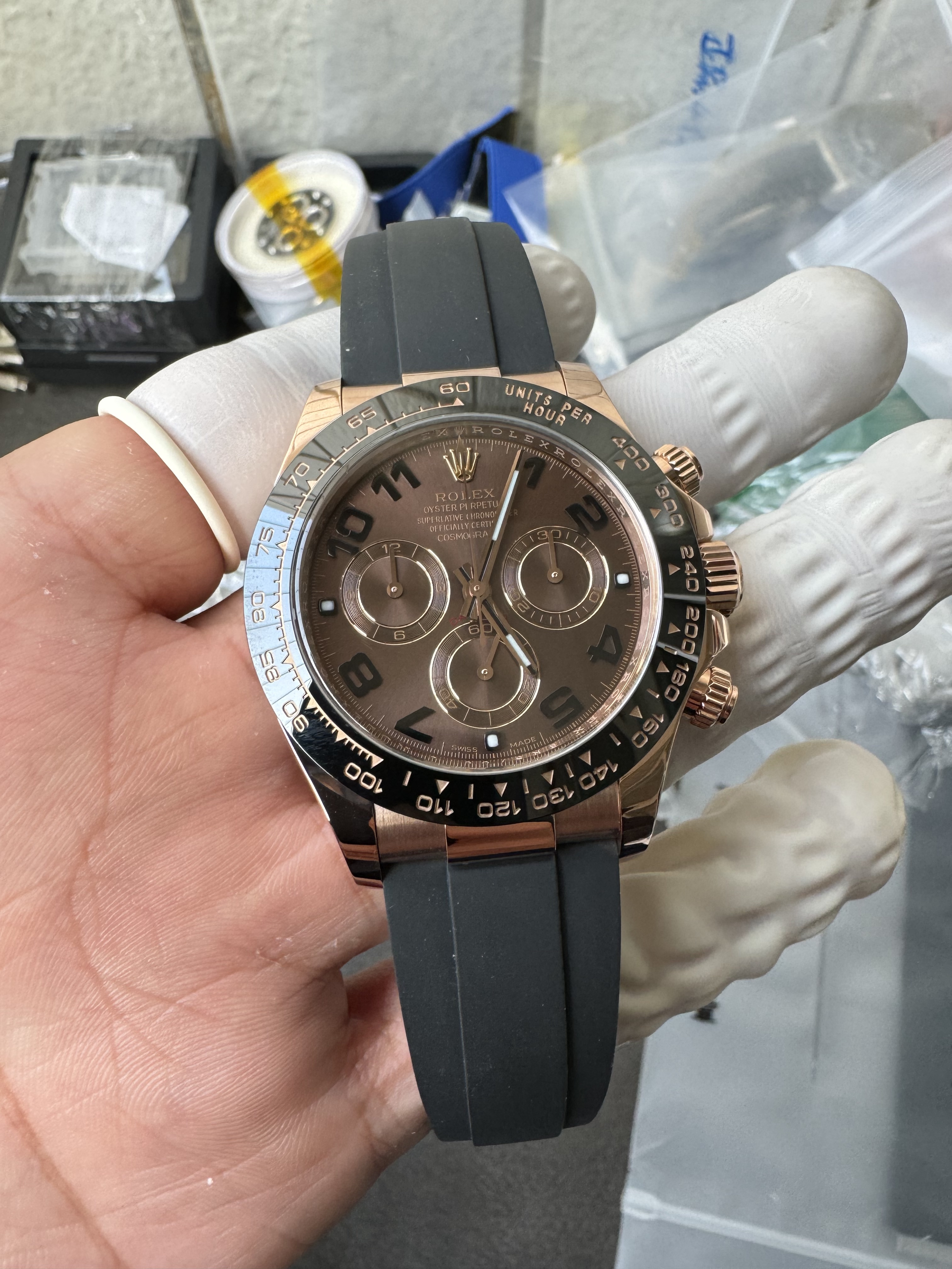 Super Clone Rolex 1:1 Daytona 116515LN Chocolate Dial 4130 Movement – Rose Gold on Oysterflex