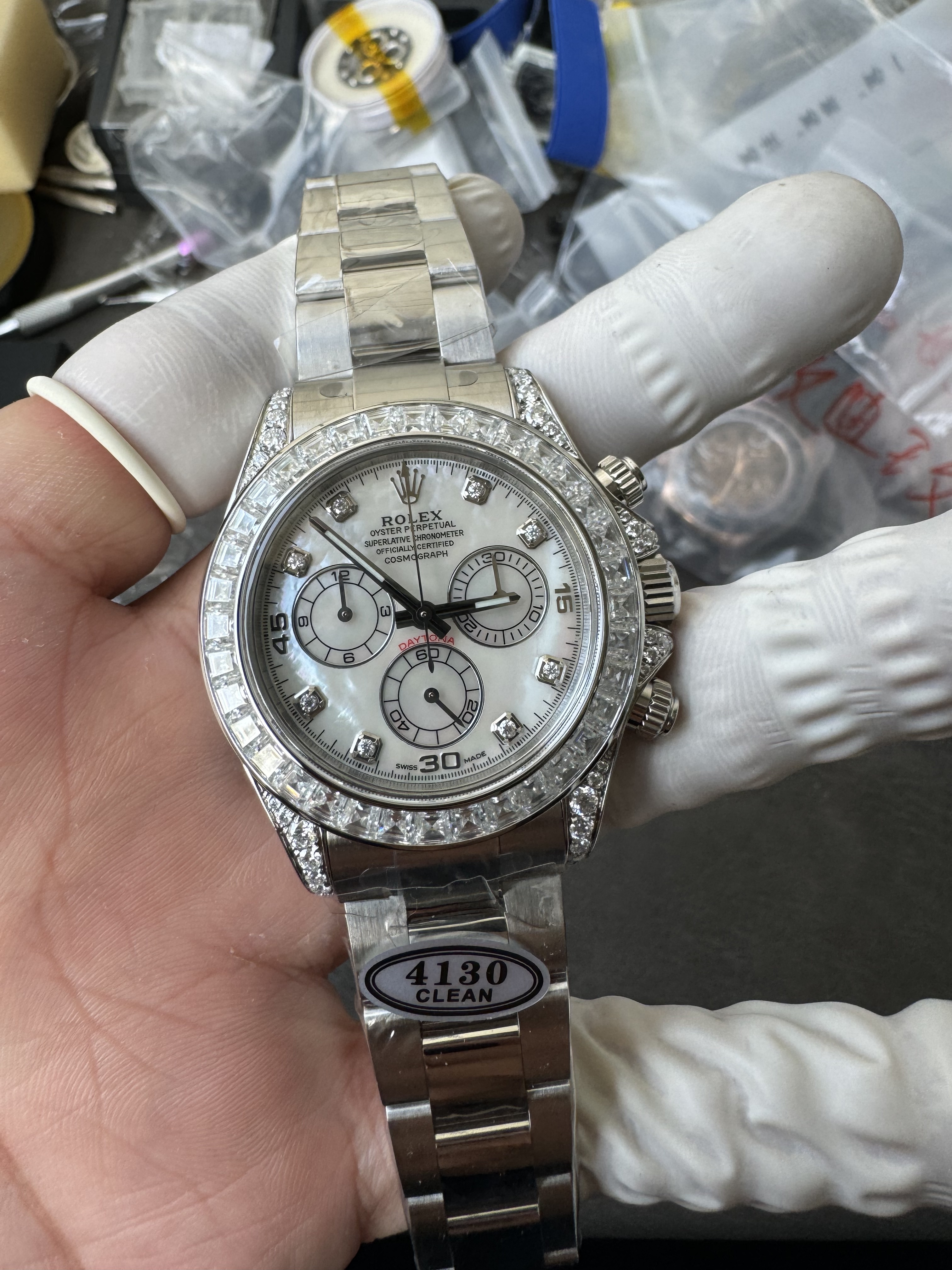 Super Clone Rolex 1:1 Daytona 116599RBR MOP Dial Full Diamond  4130 Movement