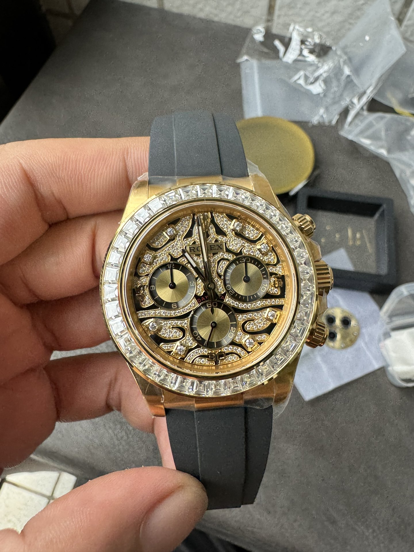 Super Clone Rolex 1:1 Daytona 116588TBR Eye of the Tiger Tiger Dial with Baguette Diamonds