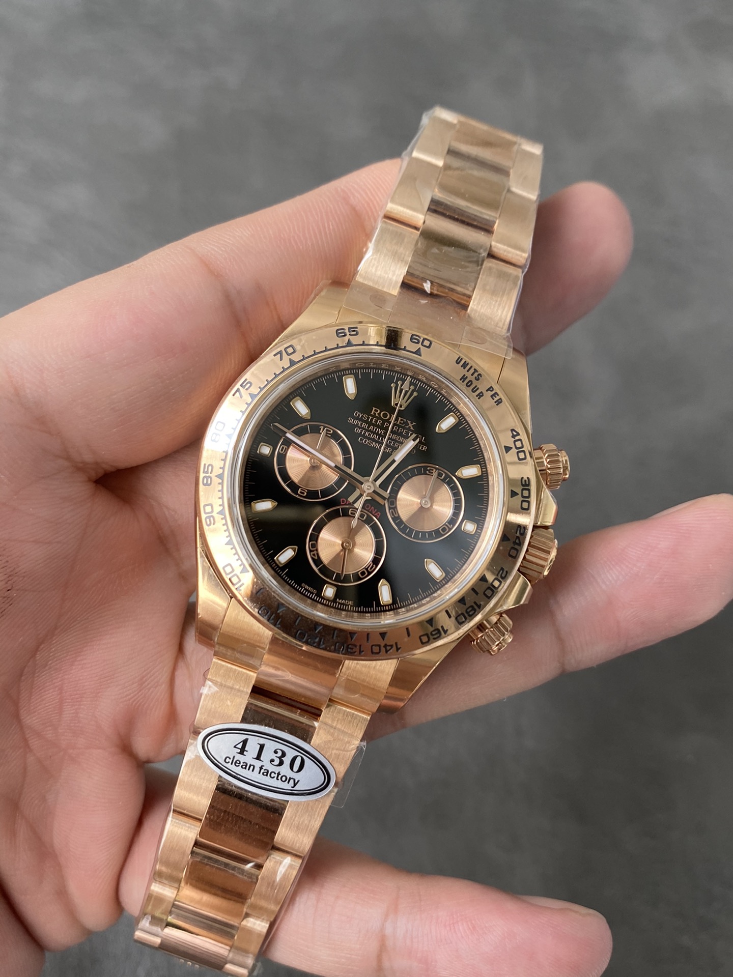 Super Clone Rolex 1:1 Daytona 116505 Black Dial Rose Gold  4130 Movement
