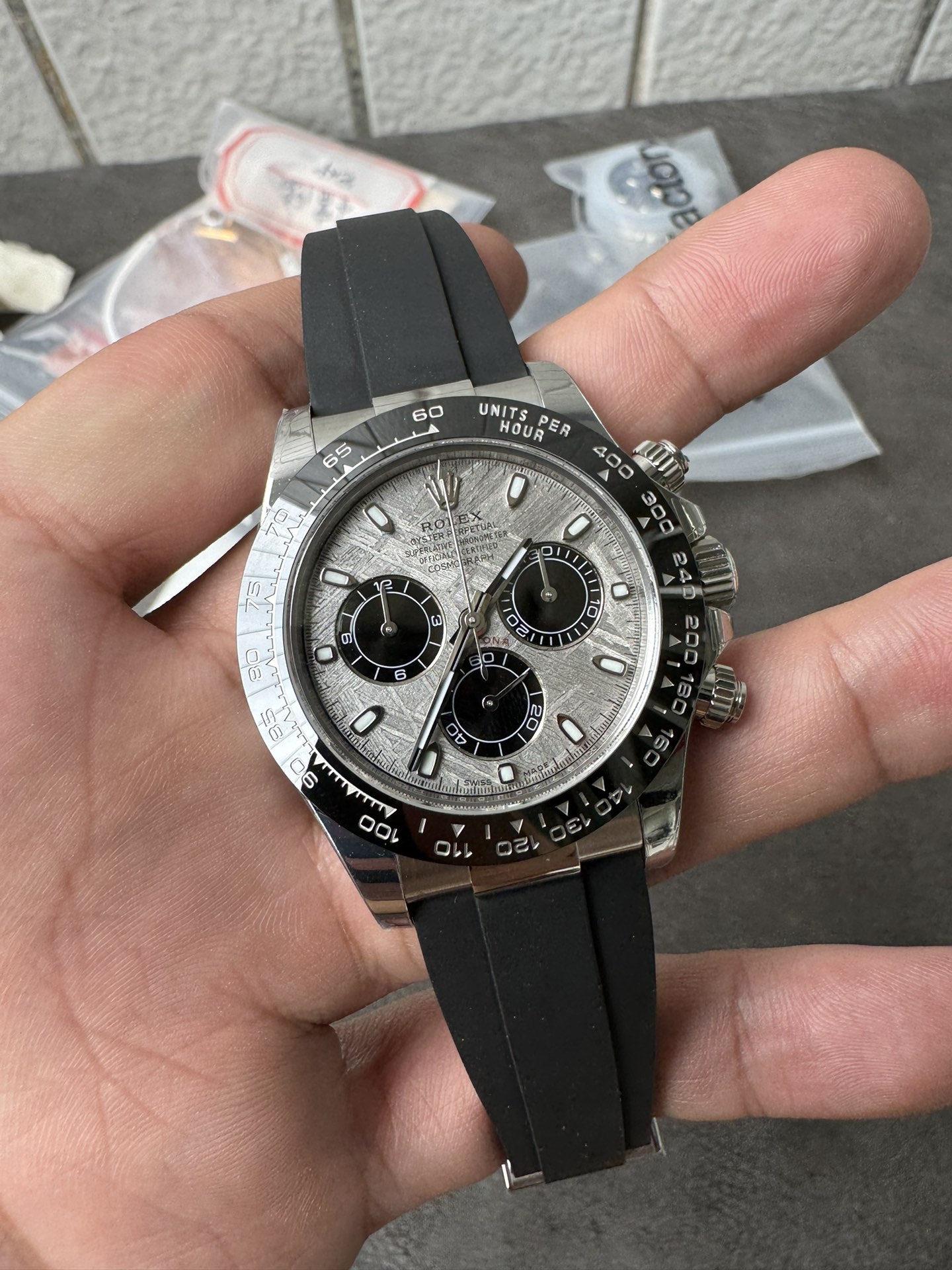 Super Clone Rolex 1:1 Daytona 116519LN Meteorite Dial Ceramic Bezel Oysterflex | 4130 Movement