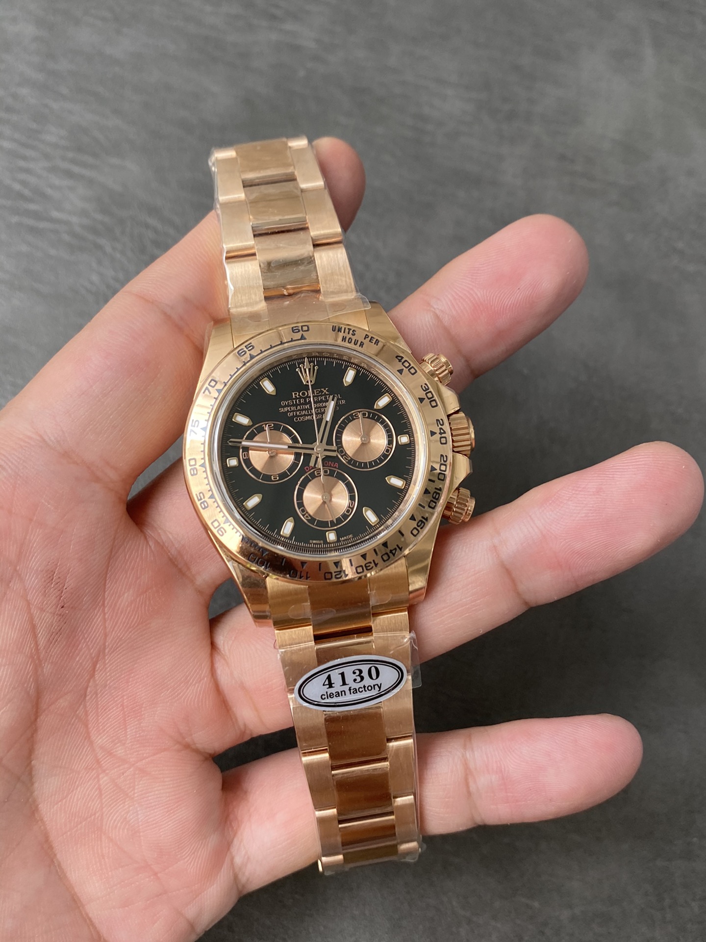 Super Clone Rolex 1:1 Daytona 116505 Black Dial Rose Gold  4130 Movement