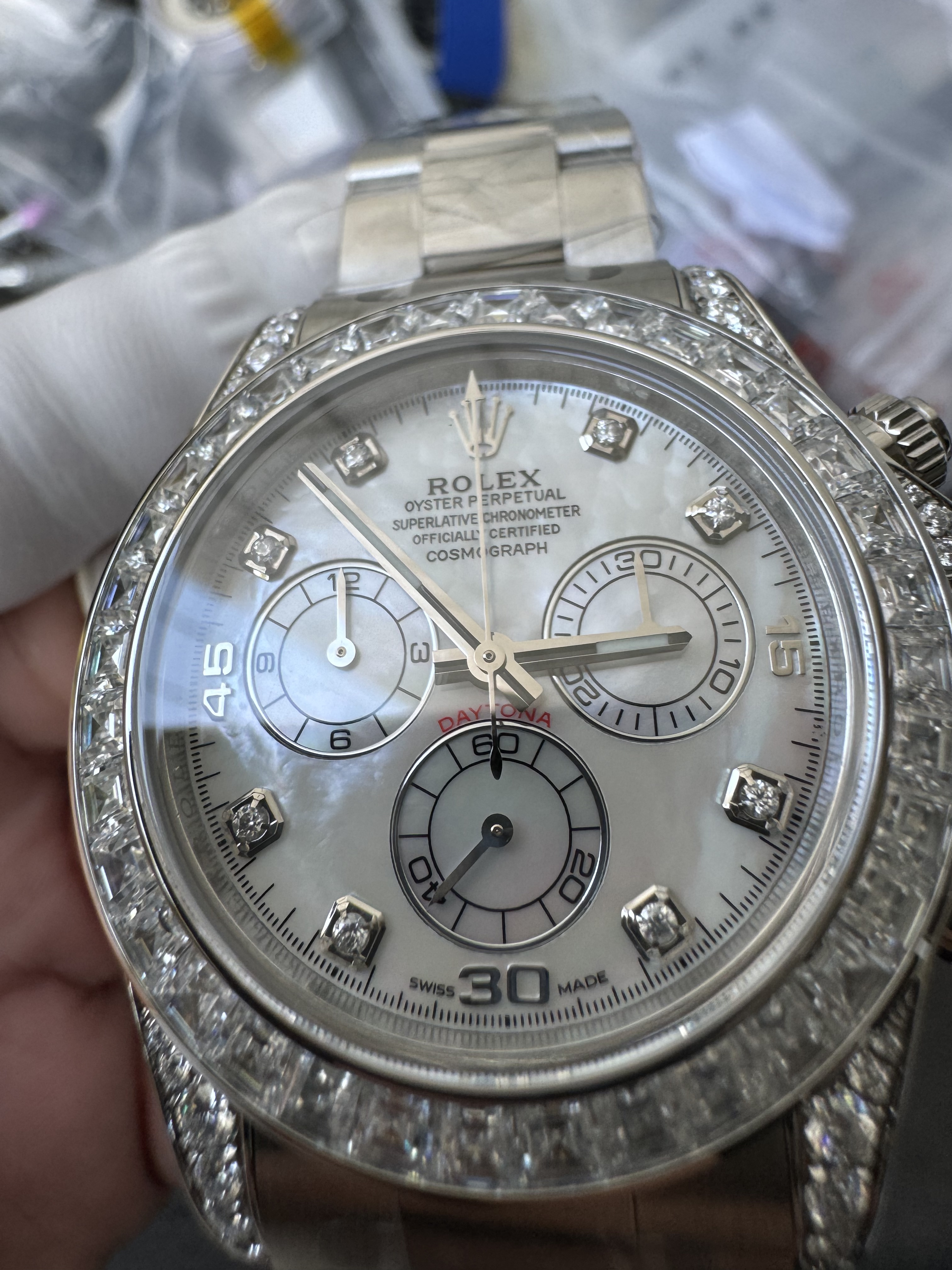 Super Clone Rolex 1:1 Daytona 116599RBR MOP Dial Full Diamond  4130 Movement